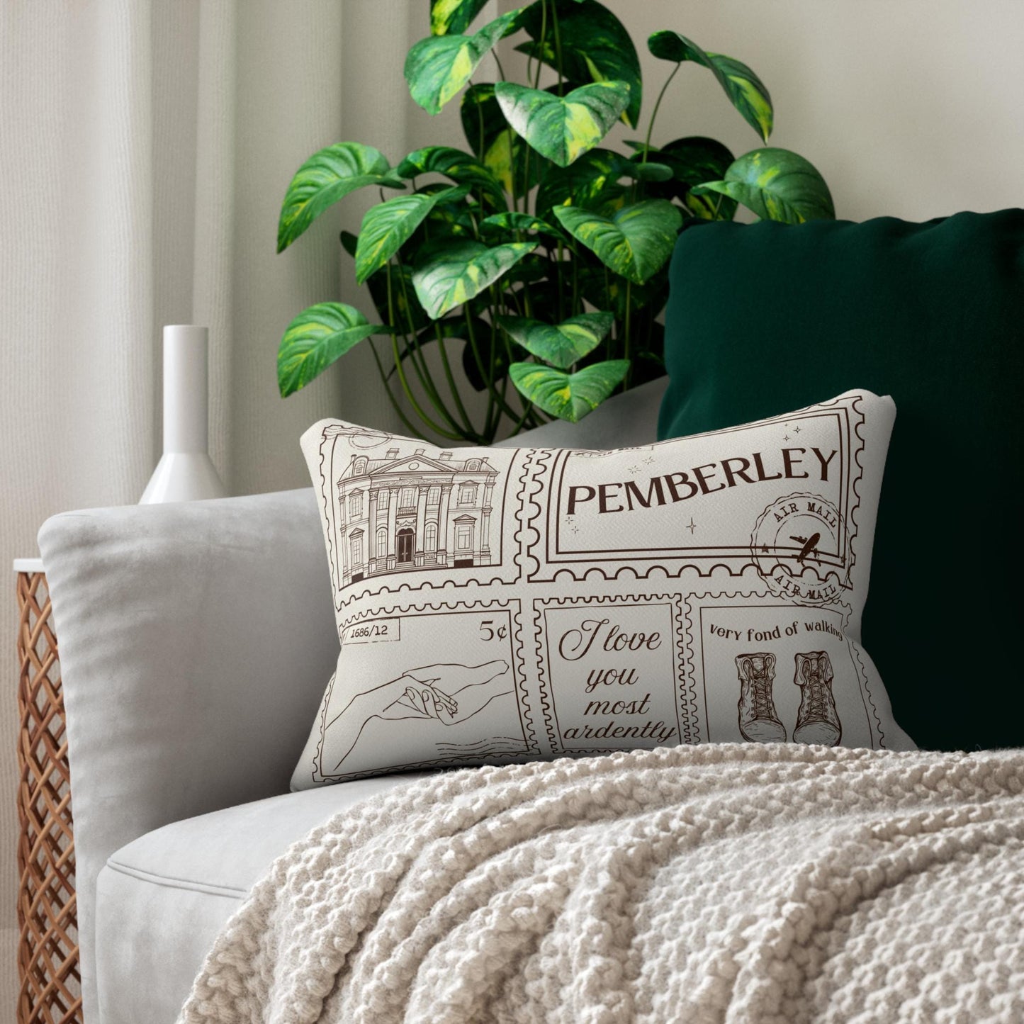 Pride & Prejudice Pemberley Bookish Double Sided Throw Pillow * Bookworm Home Library Decor Bibliophile Christmas Gift Jane Austen Mr Darcy