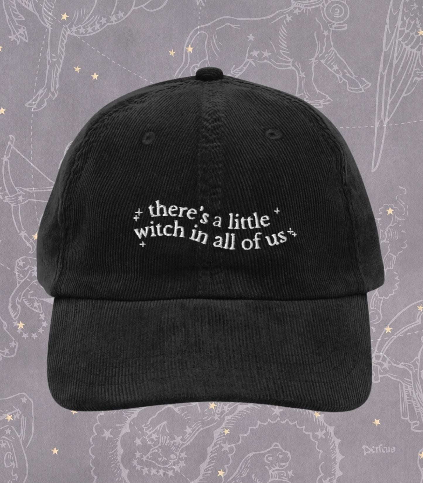 Practical Magic There's a Little Witch in all of us Embroidered Corduroy Hat Halloween Aesthetic Witchy Coven Movie Lover Gift owens sisters