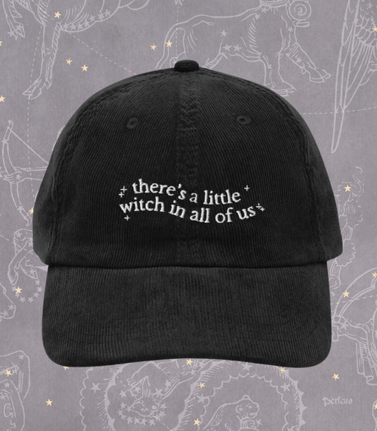 Practical Magic There's a Little Witch in all of us Embroidered Corduroy Hat Halloween Aesthetic Witchy Coven Movie Lover Gift owens sisters