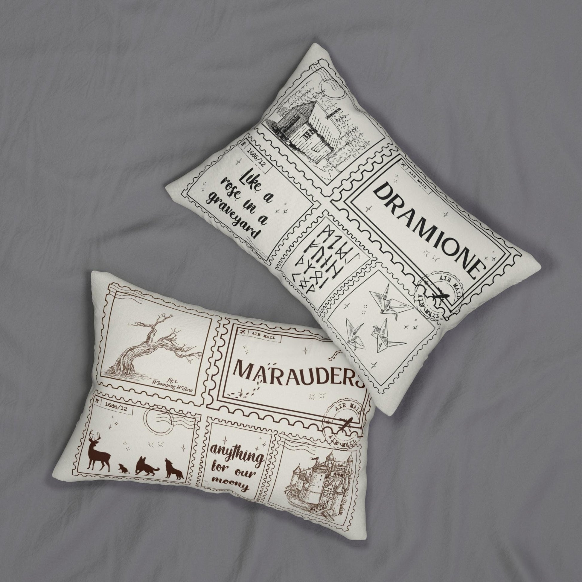 Dramione Marauders Bookish Double Sided Throw Pillow Bookworm Library Decor Gift Ao3 Fanfic Ship Rose Graveyard Whitecroft ATYD Moony Draco