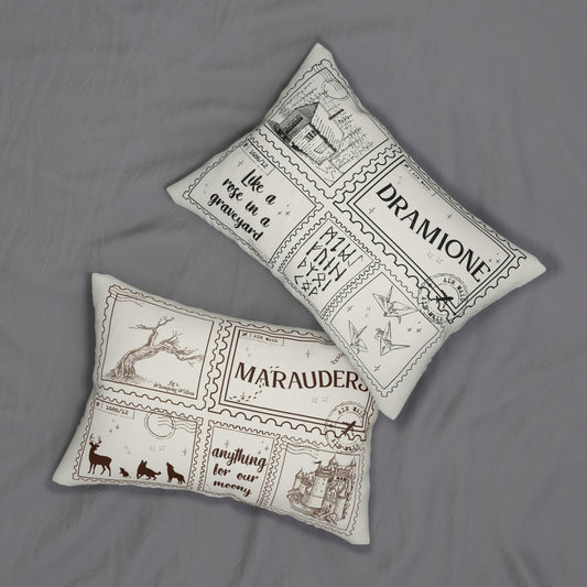 Dramione Marauders Bookish Double Sided Throw Pillow Bookworm Library Decor Gift Ao3 Fanfic Ship Rose Graveyard Whitecroft ATYD Moony Draco