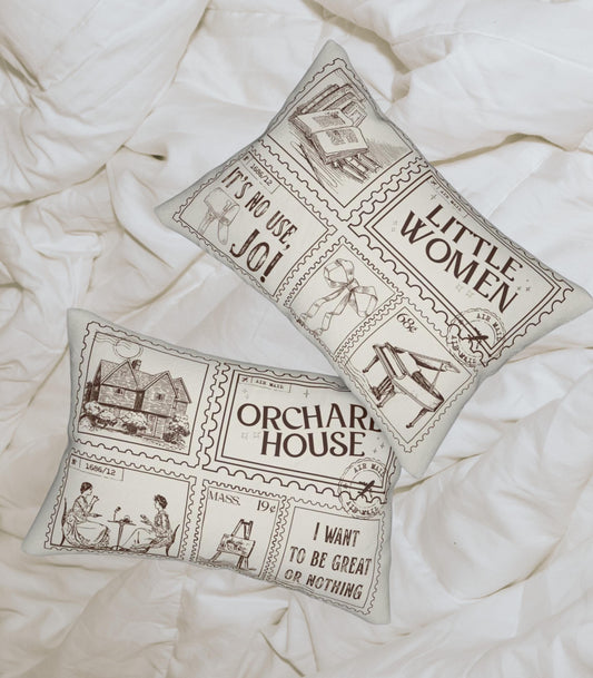 Little Women Orchard House Bookish Double Sided Throw Pillow * Bookworm Home Library Decor Bibliophile Christmas Gift It's No Use Jo March