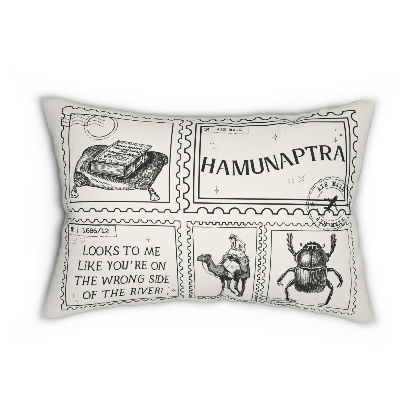 Mummy Hamunaptra Bookish Double Sided Throw Pillow * Bookworm Home Library Decor Bibliophile Gift Bembridge Wrong Side of River Evie Rick