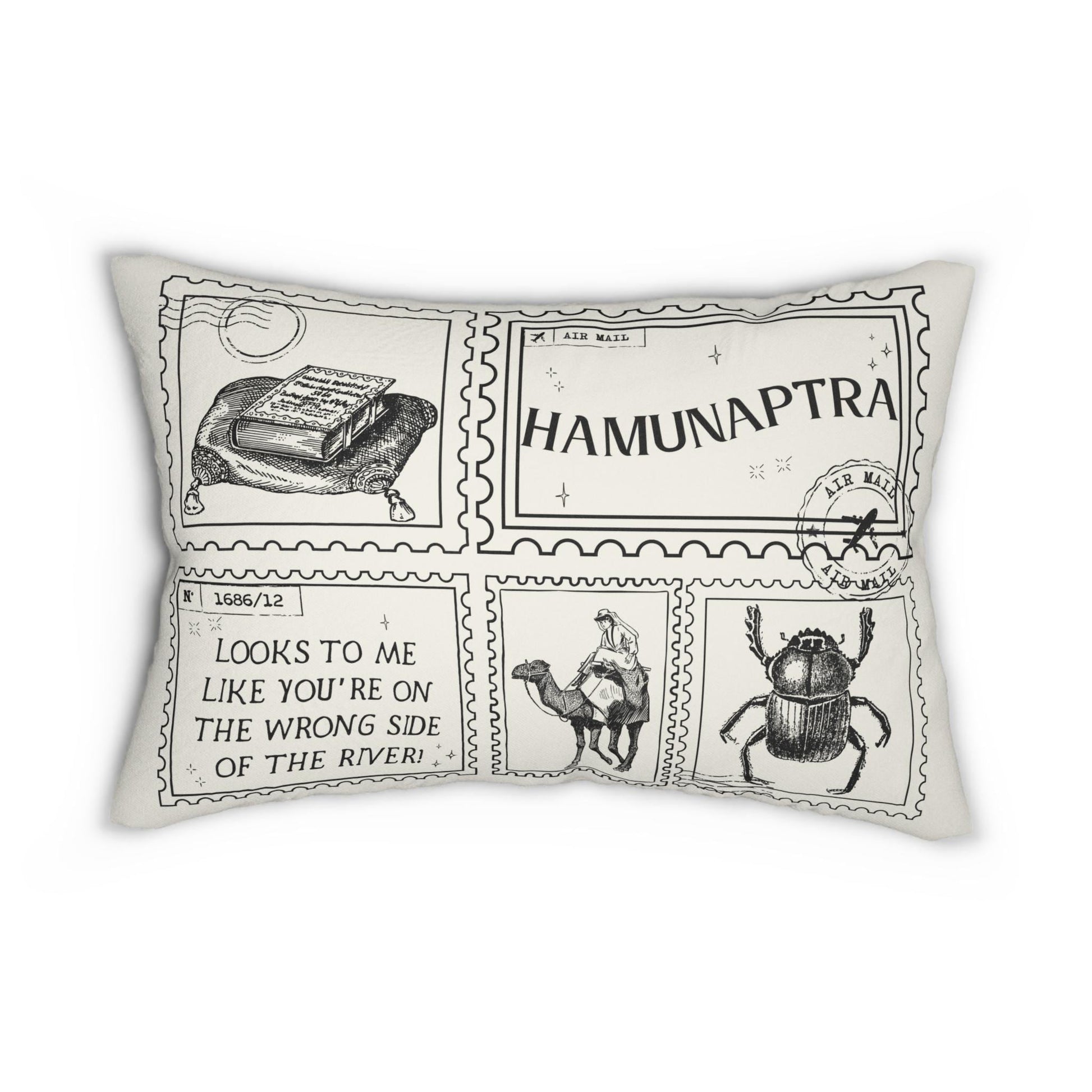 Mummy Hamunaptra Bookish Double Sided Throw Pillow * Bookworm Home Library Decor Bibliophile Gift Bembridge Wrong Side of River Evie Rick