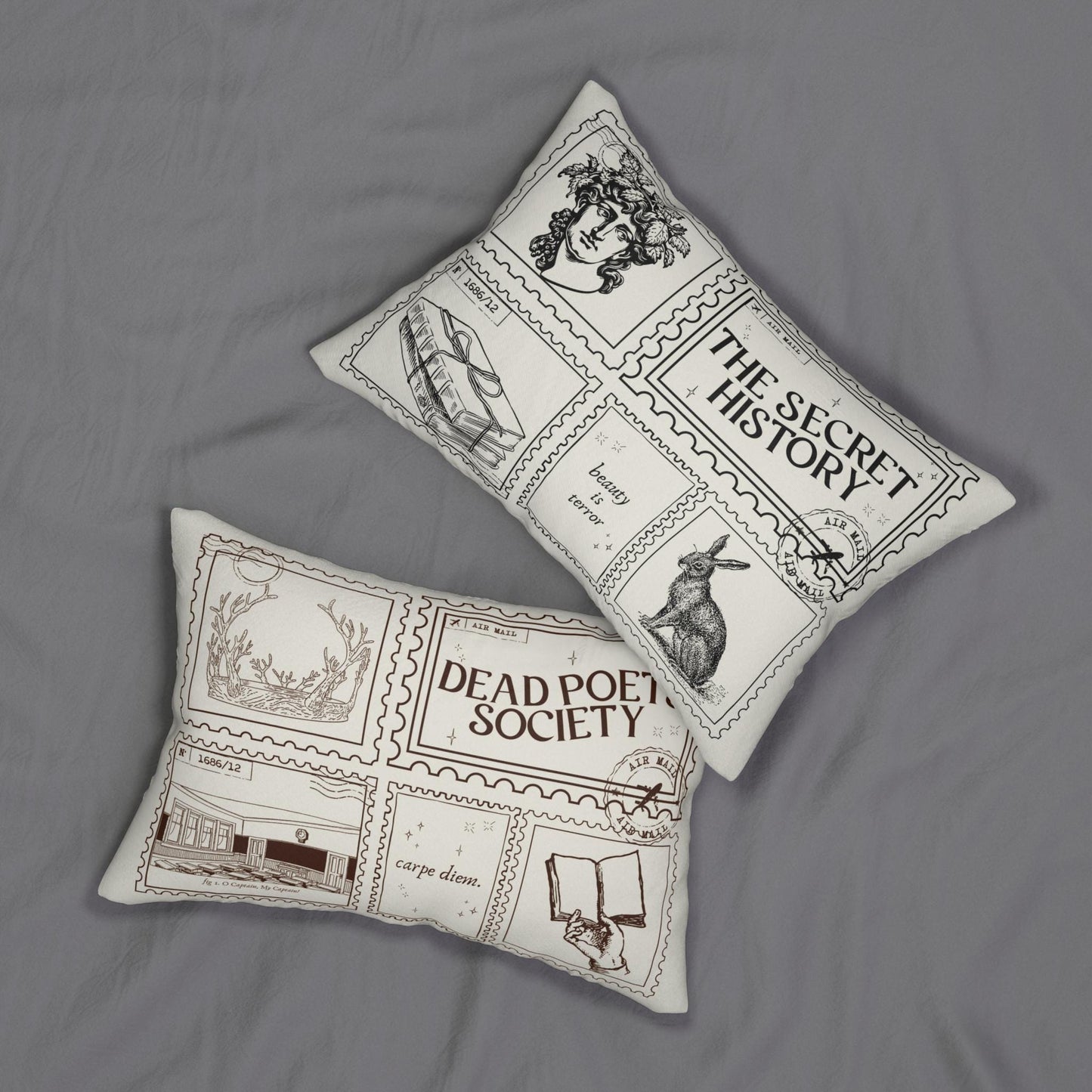 Secret History Dead Poets Society Bookish Double Sided Throw Pillow Bookworm Library Decor Bibliophile Gift Dark Academia Welton Hampden