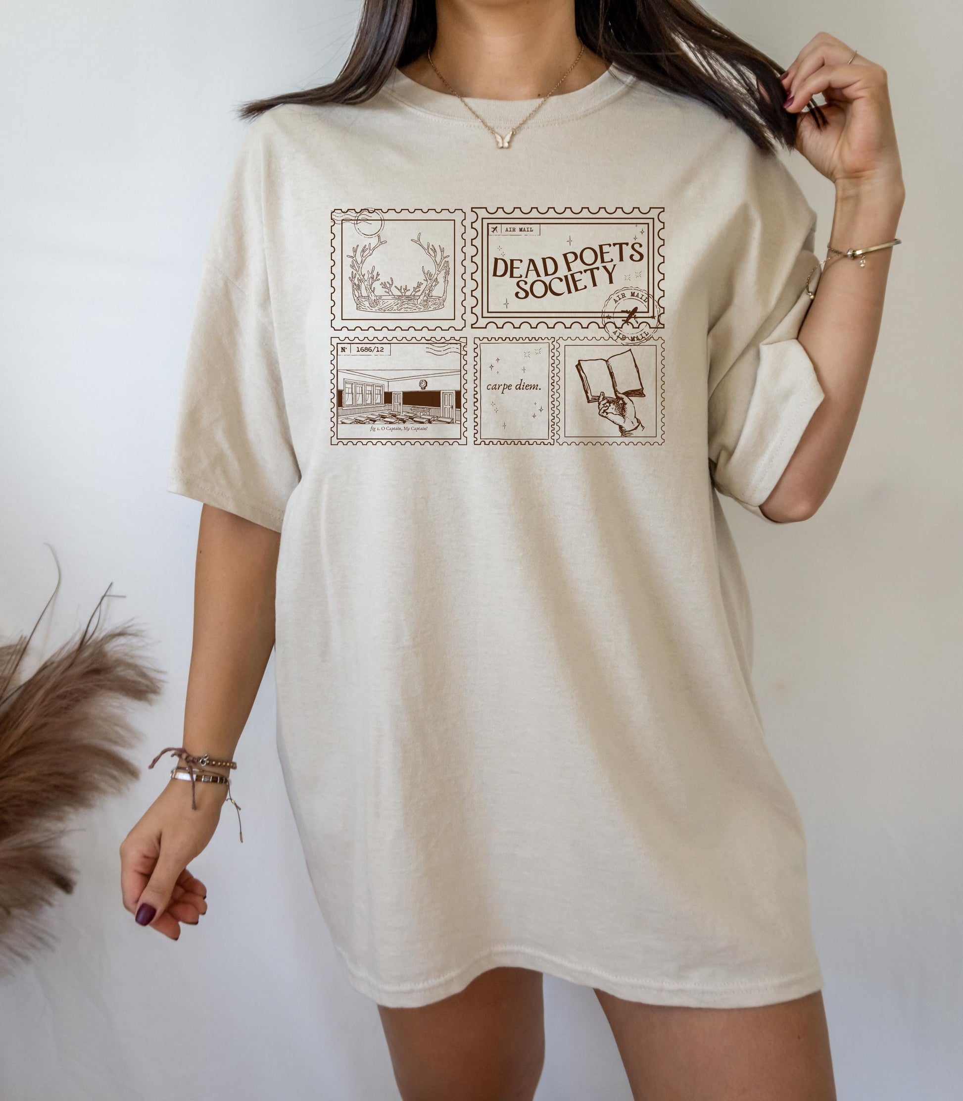 Dead Poets Society Bookish Stamp Tshirt * Dark Academia Downtown Girl Aesthetic English Classics Major Gift Back to School Carpe Diem