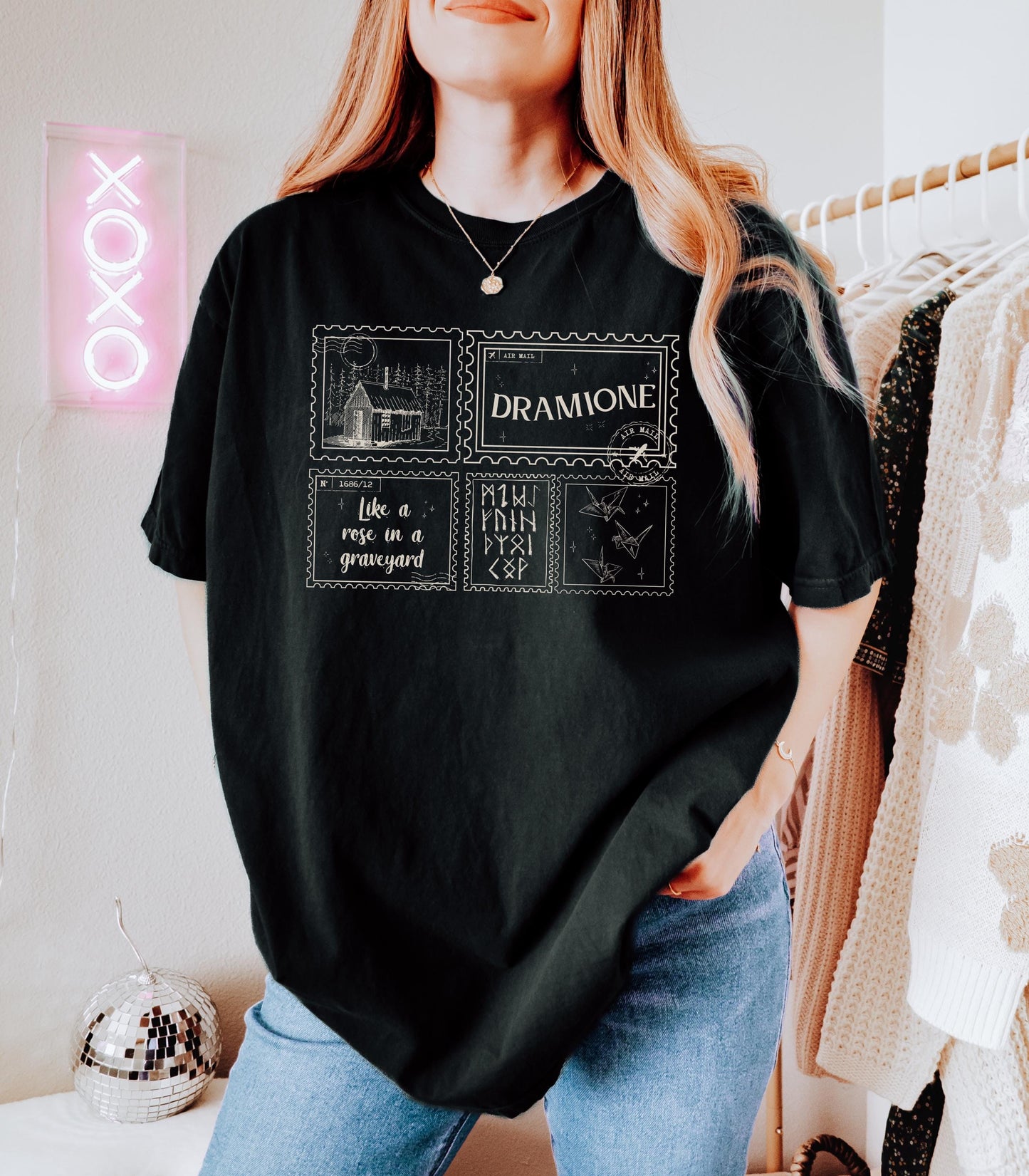 Dramione Fanfic Lover Stamp Tshirt * Dark Romance Romantasy Marauders Rose in Graveyard Manacled Wizardry Apparel Snake Draco Ao3 fandom
