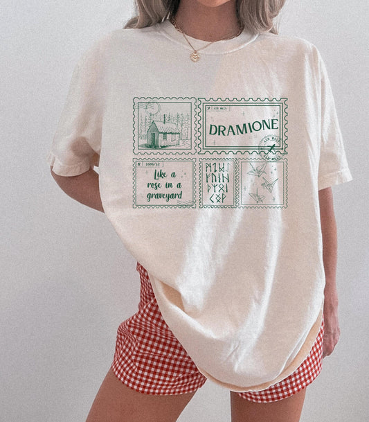 Dramione Fanfic Lover Stamp Tshirt * Dark Romance Romantasy Marauders Rose in Graveyard Manacled Wizardry Apparel Snake Draco Ao3 fandom