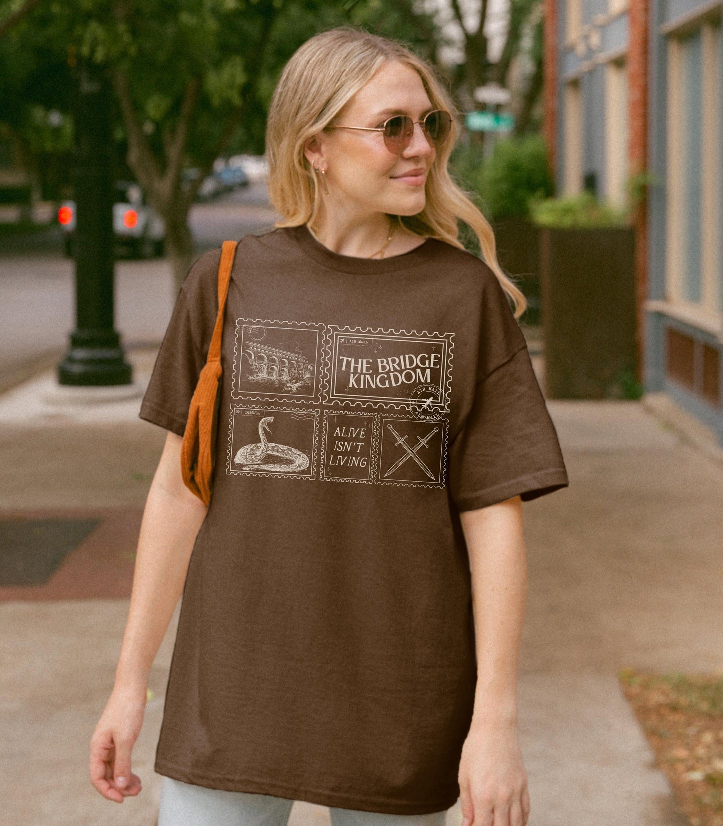 The Bridge Kingdom Ithicana Stamp Postcard Tee * Subtle Bookish Danielle L Jensen Lara Aren Alive Isn't Living Romantasy Reader Gift Idea
