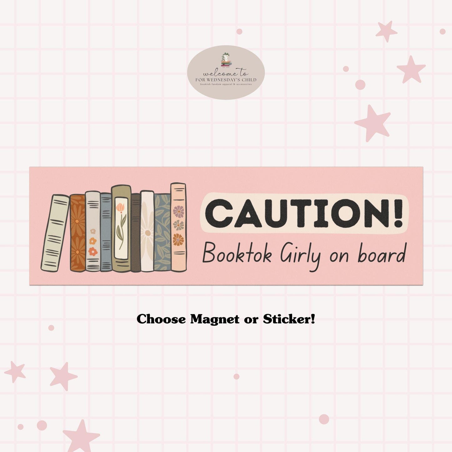 Funny Bookish Caution Car Bumper Magnet Sticker Accessory Decal * Booktok Reader White Elephant Gift Idea Hot Girls Read Academia Aesthetic