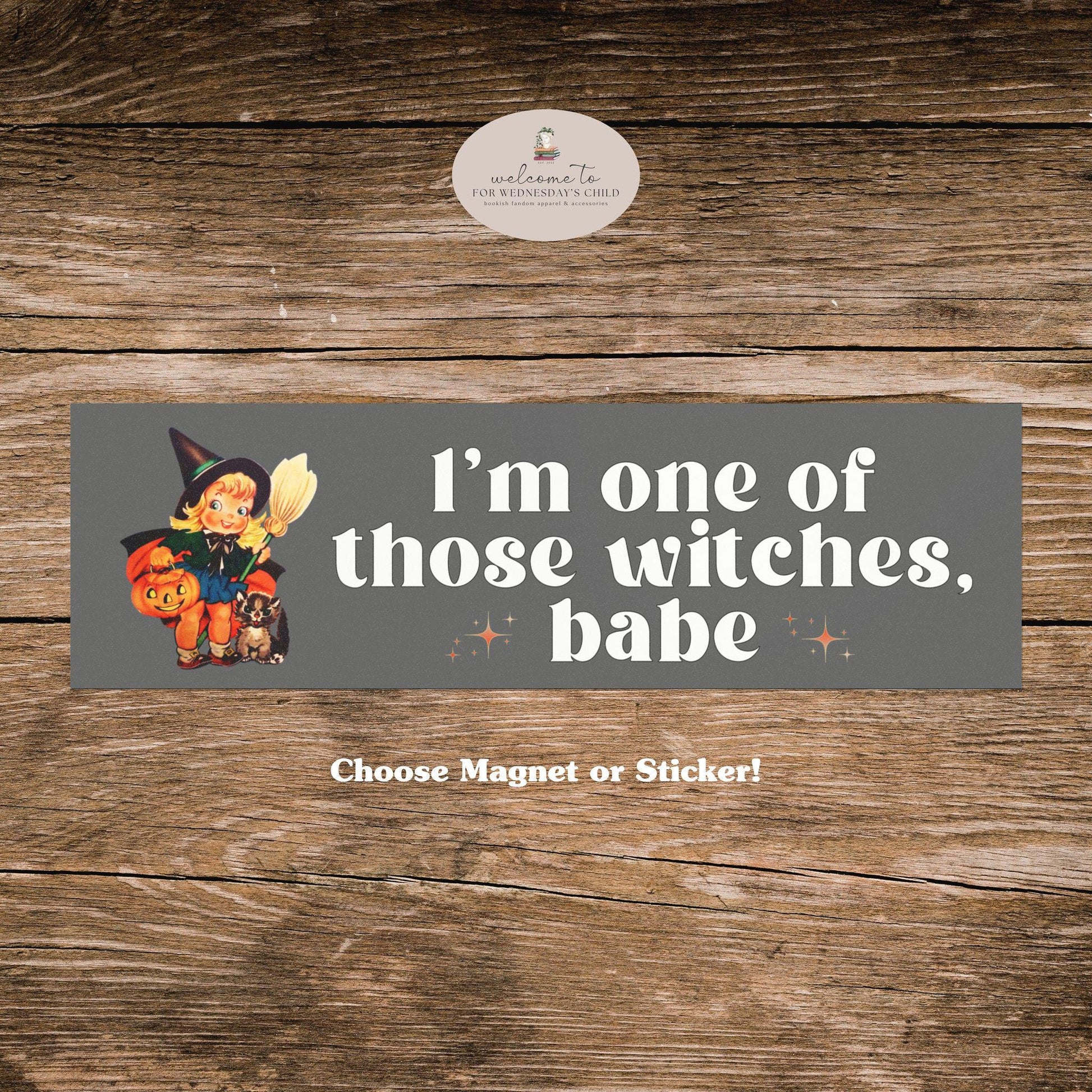 Retro Witch Halloween Car Bumper Magnet Sticker * Boo Box Salem Girls Trip Autumn Fall Spooky Season Coven Witchy Funny Goth Womens Rights