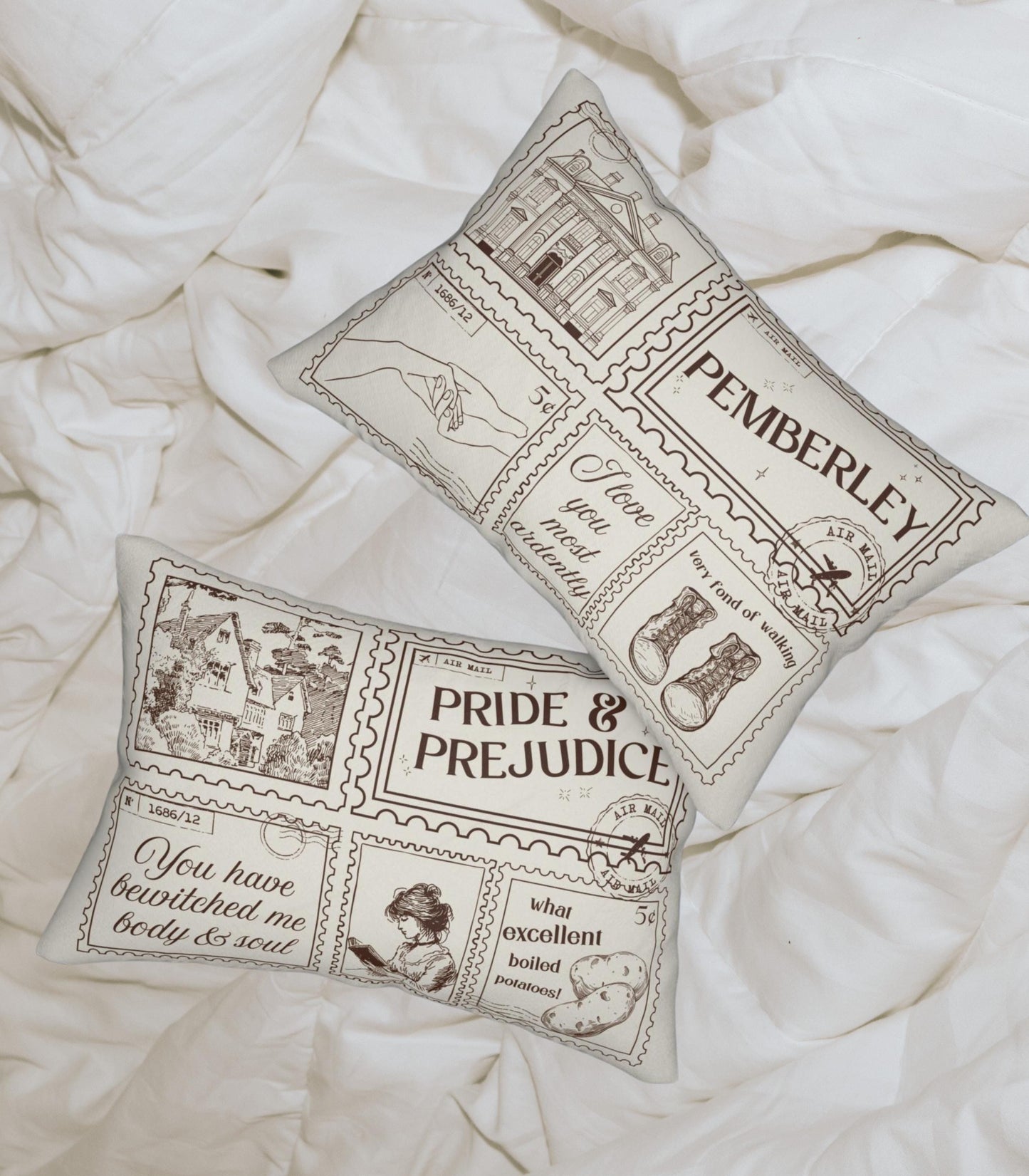 Pride & Prejudice Pemberley Bookish Double Sided Throw Pillow * Bookworm Home Library Decor Bibliophile Christmas Gift Jane Austen Mr Darcy
