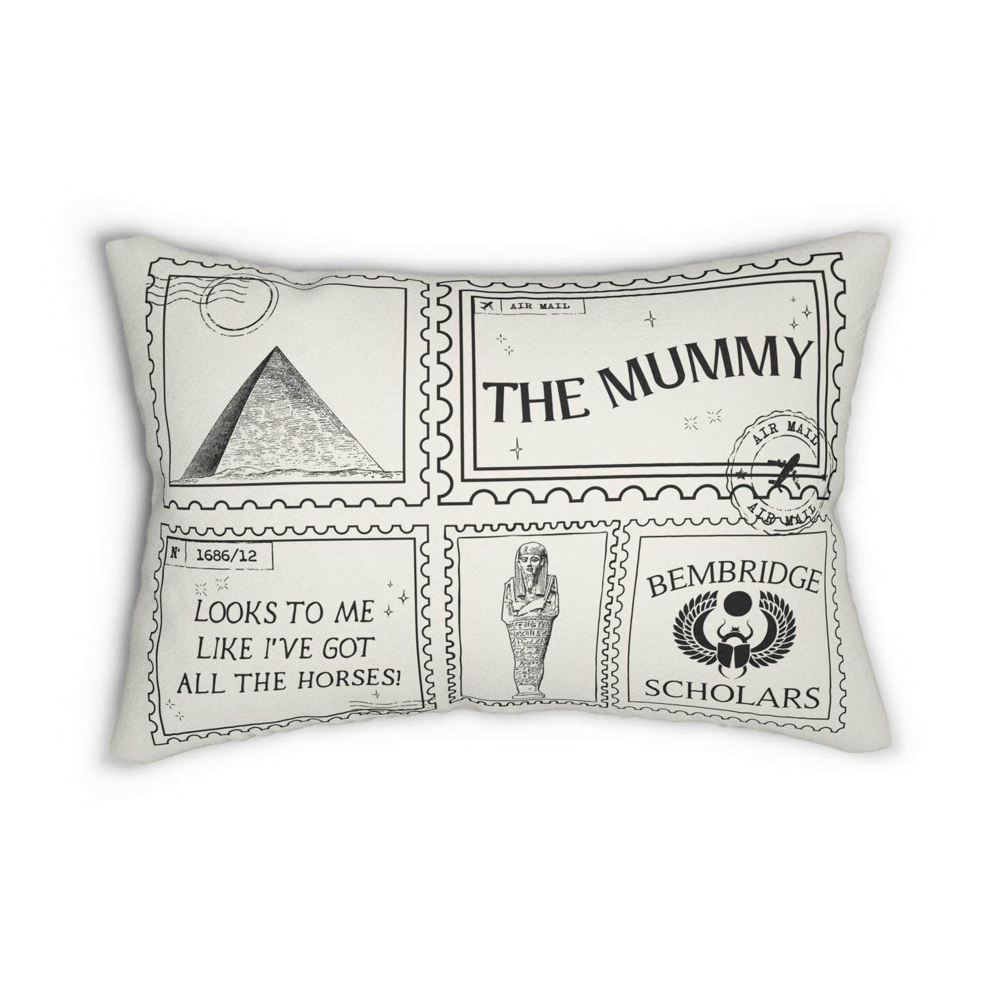 Mummy Hamunaptra Bookish Double Sided Throw Pillow * Bookworm Home Library Decor Bibliophile Gift Bembridge Wrong Side of River Evie Rick