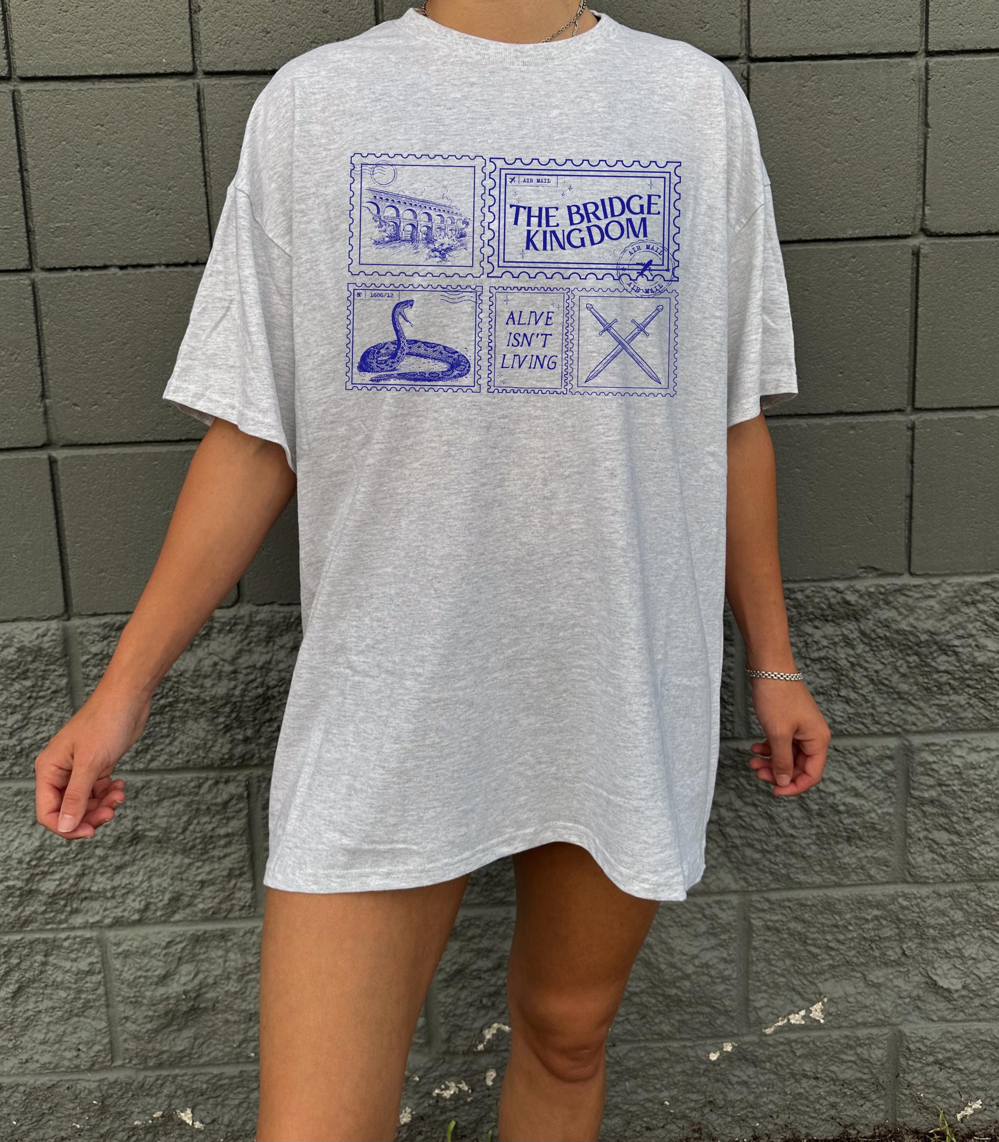 The Bridge Kingdom Ithicana Stamp Postcard Tee * Subtle Bookish Danielle L Jensen Lara Aren Alive Isn't Living Romantasy Reader Gift Idea