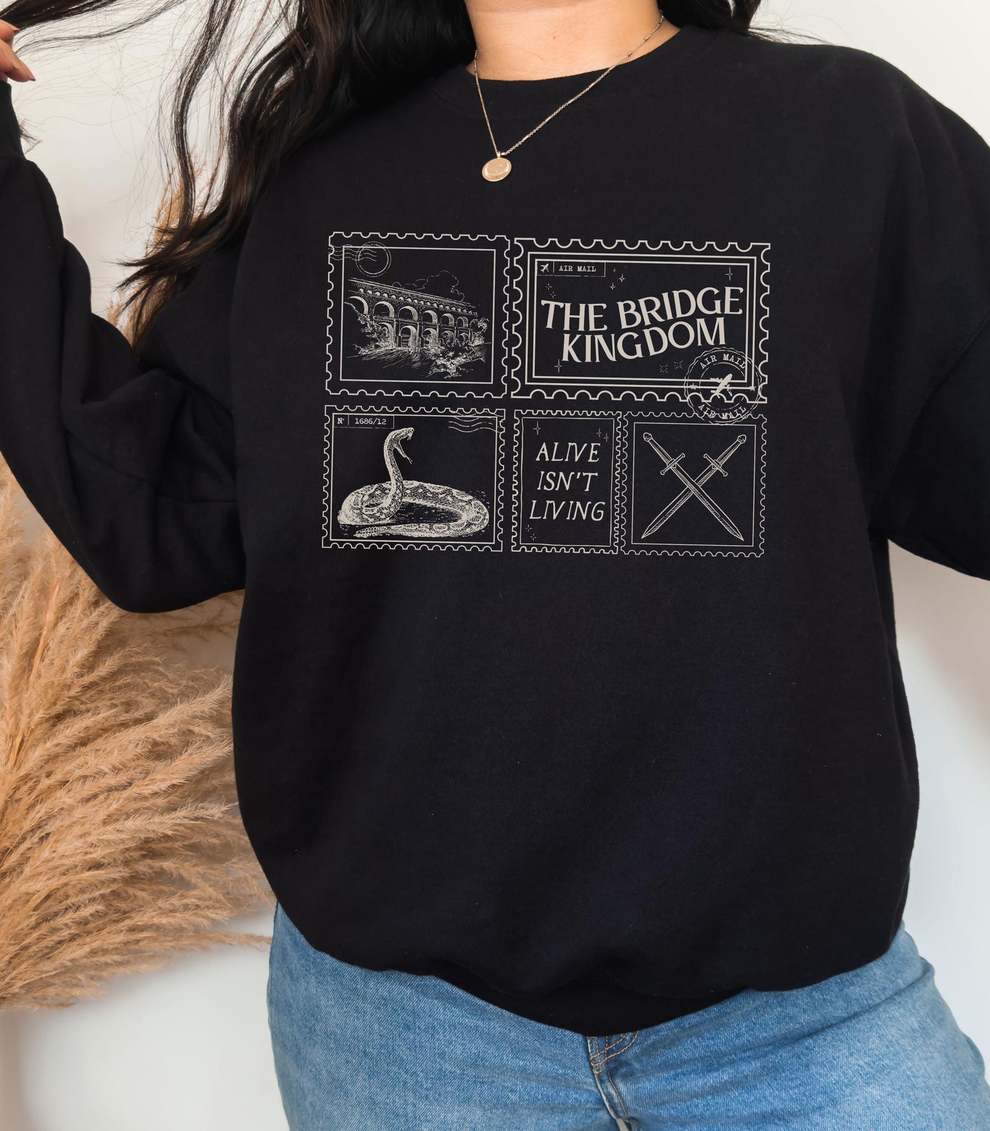 The Bridge Kingdom Ithicana Stamp Postcard Sweatshirt Subtle Bookish Danielle L Jensen Alive Isn't Living Romantasy Reader Enemies to Lovers
