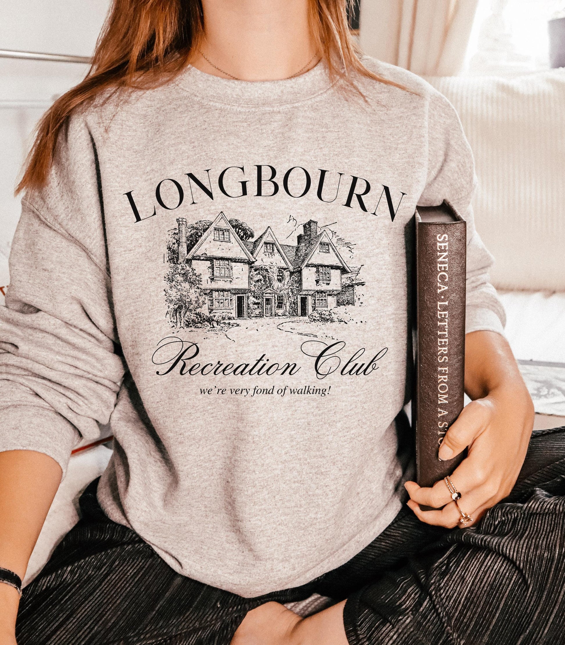 Pride & Prejudice Longbourn Recreation Club Sweatshirt * Netherfield Walking Club Very Fond of Walking 20th anniversary Mr Darcy Jane Austen