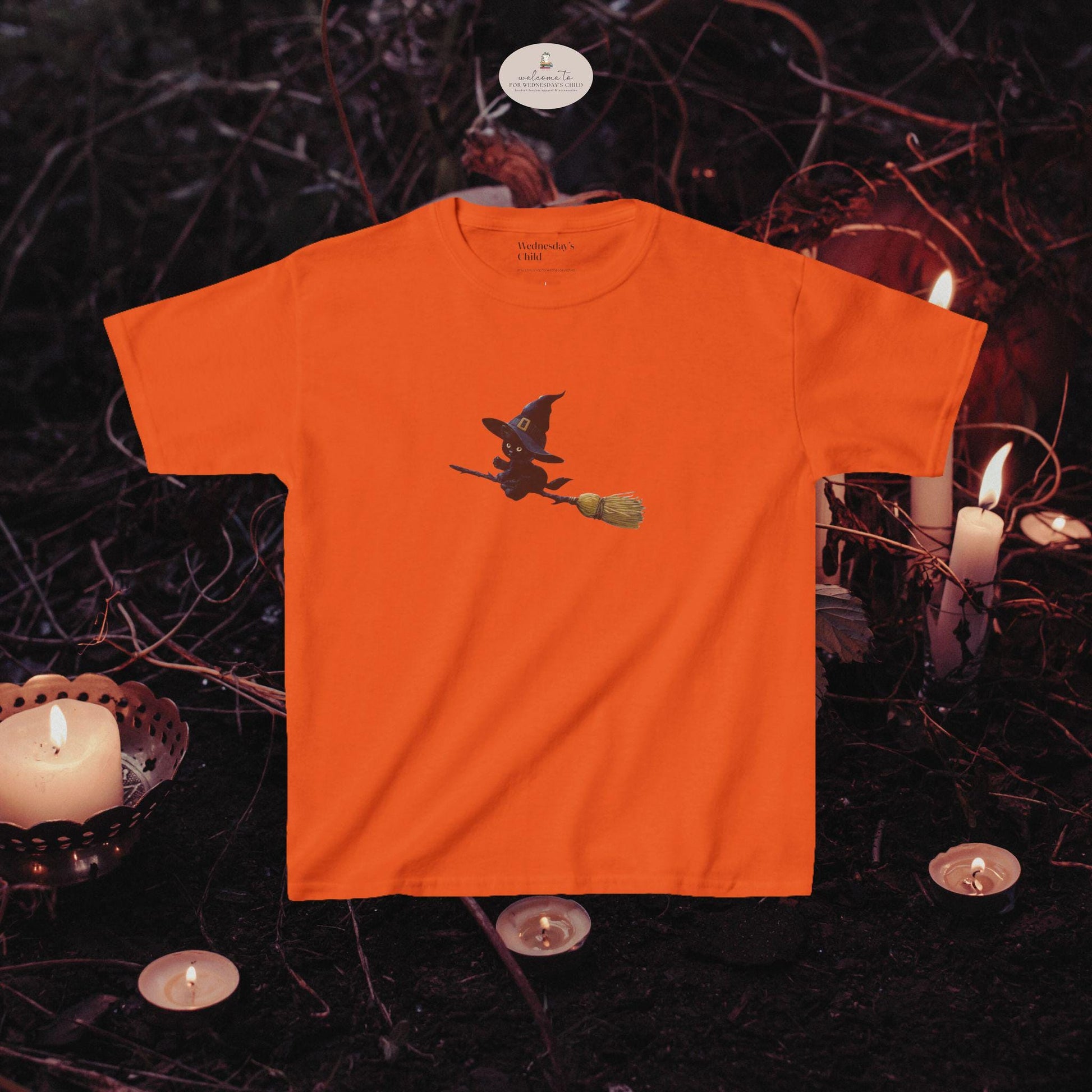 Retro Flying Witch Cat Halloween Y2K Baby Tee Cat Mom Vintage Girly Graphic Kitten Pumpkin Spooky Season Fall Boo Basket Downtown Girl Retro