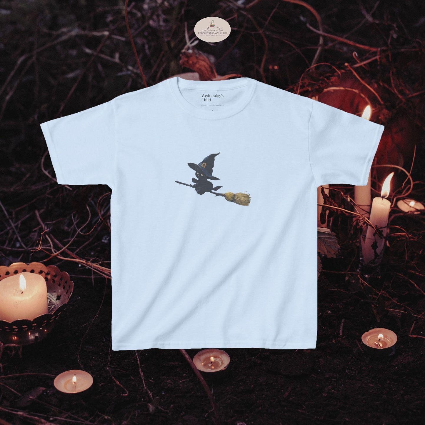 Retro Flying Witch Cat Halloween Y2K Baby Tee Cat Mom Vintage Girly Graphic Kitten Pumpkin Spooky Season Fall Boo Basket Downtown Girl Retro