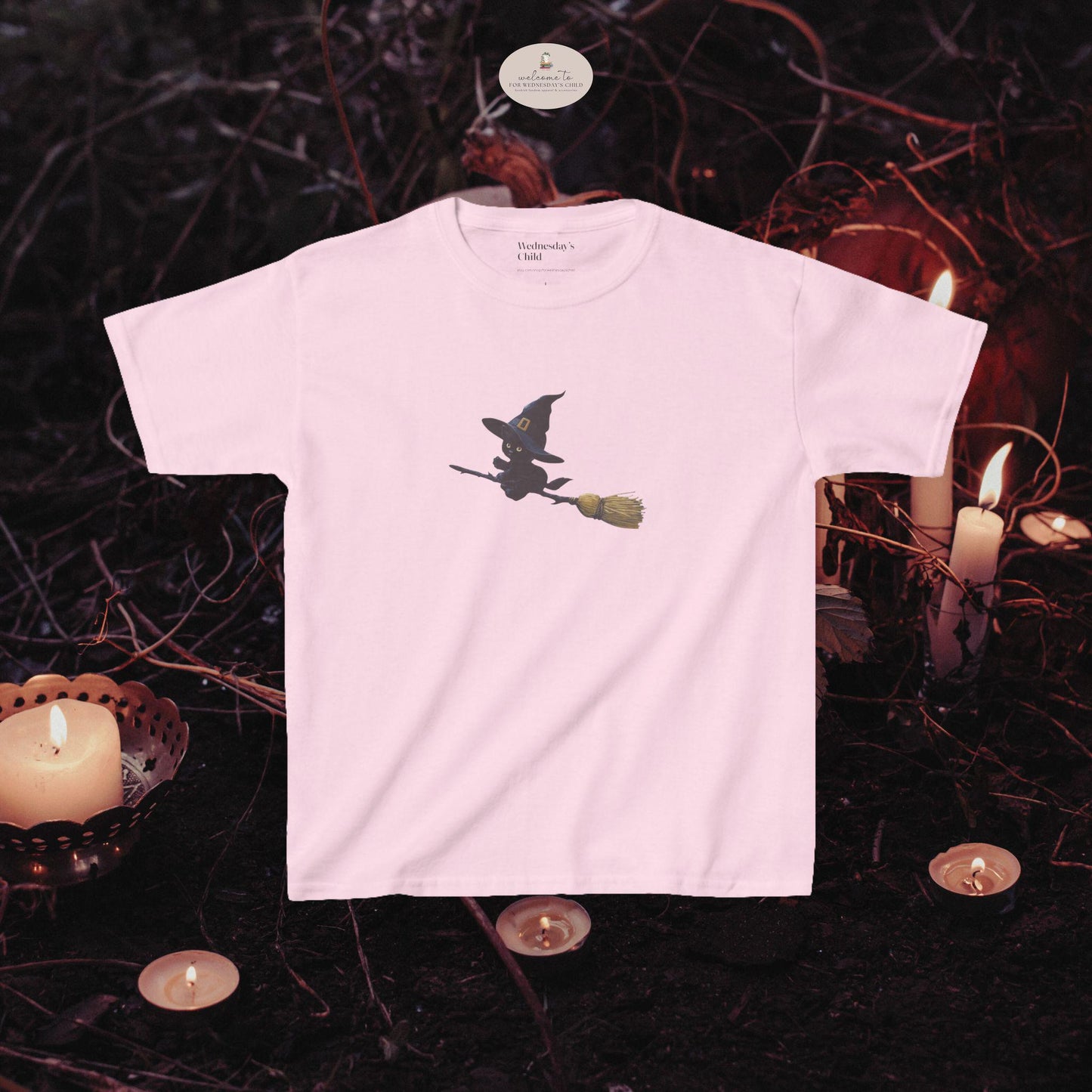 Retro Flying Witch Cat Halloween Y2K Baby Tee Cat Mom Vintage Girly Graphic Kitten Pumpkin Spooky Season Fall Boo Basket Downtown Girl Retro