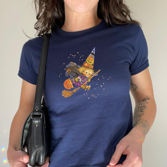 Cute Cottagecore Kitschy Witch Halloween Y2k Aesthetic Baby Tee Kewpie Kiki Delivery Spooky Season Boo Basket Gift Downtown Girl 90s Retro