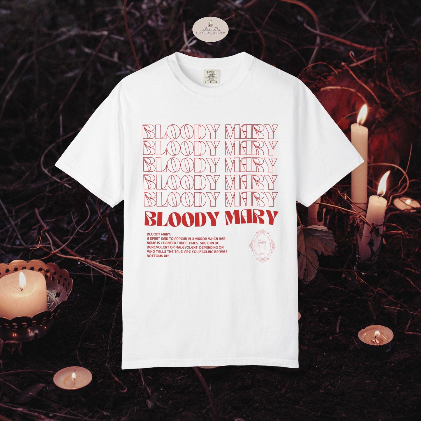 Bloody Mary Spooky Halloween Comfort Colors funny cocktail drinking brunch bachelorette salem scary movie cult classic urban legend mirror