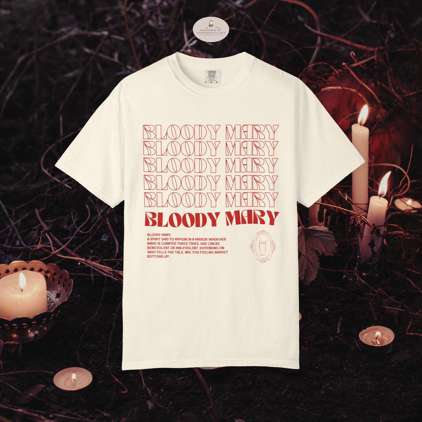 Bloody Mary Spooky Halloween Comfort Colors funny cocktail drinking brunch bachelorette salem scary movie cult classic urban legend mirror