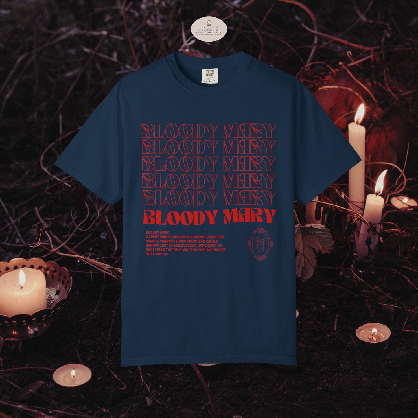Bloody Mary Spooky Halloween Comfort Colors funny cocktail drinking brunch bachelorette salem scary movie cult classic urban legend mirror