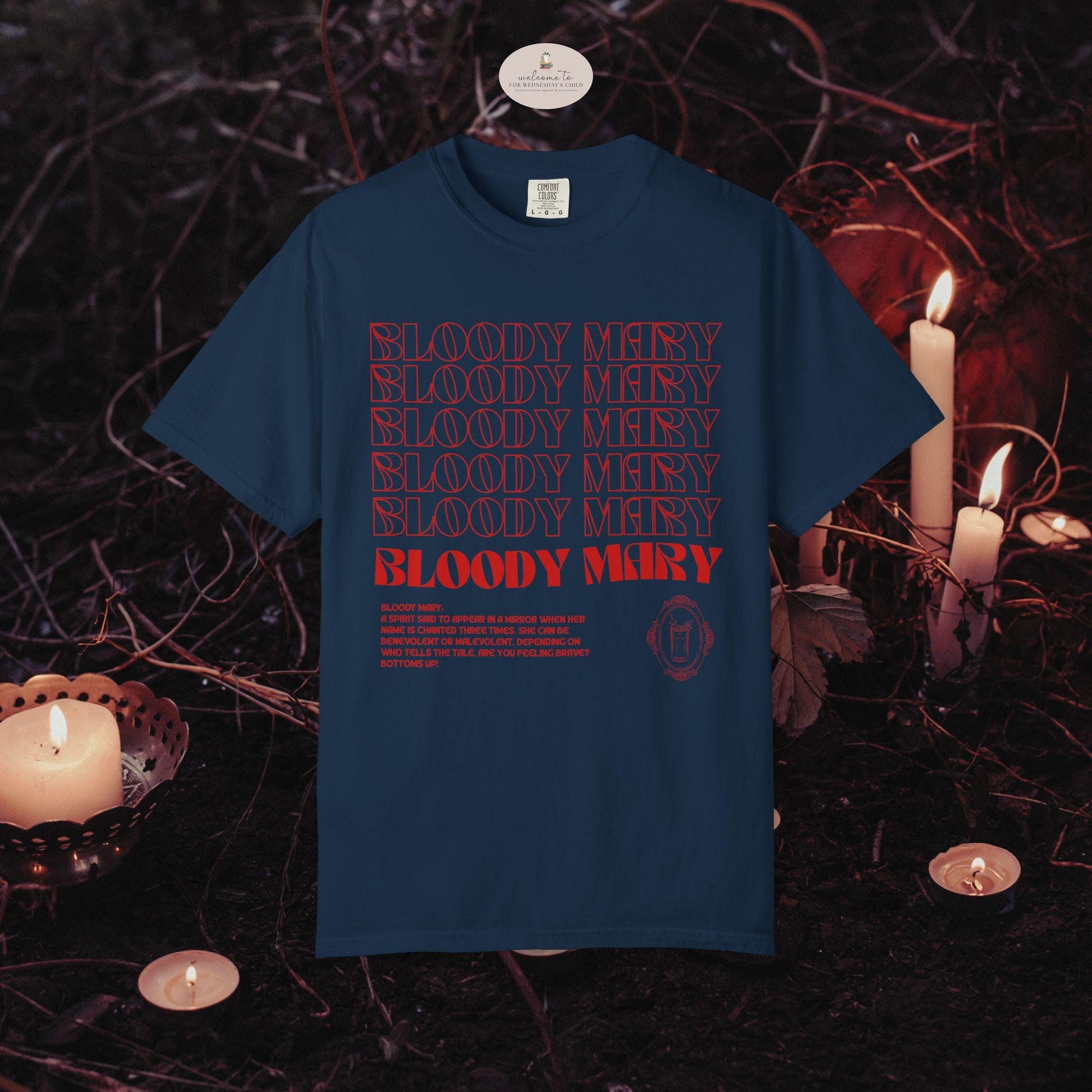 Bloody Mary Spooky Halloween Comfort Colors funny cocktail drinking brunch bachelorette salem scary movie cult classic urban legend mirror