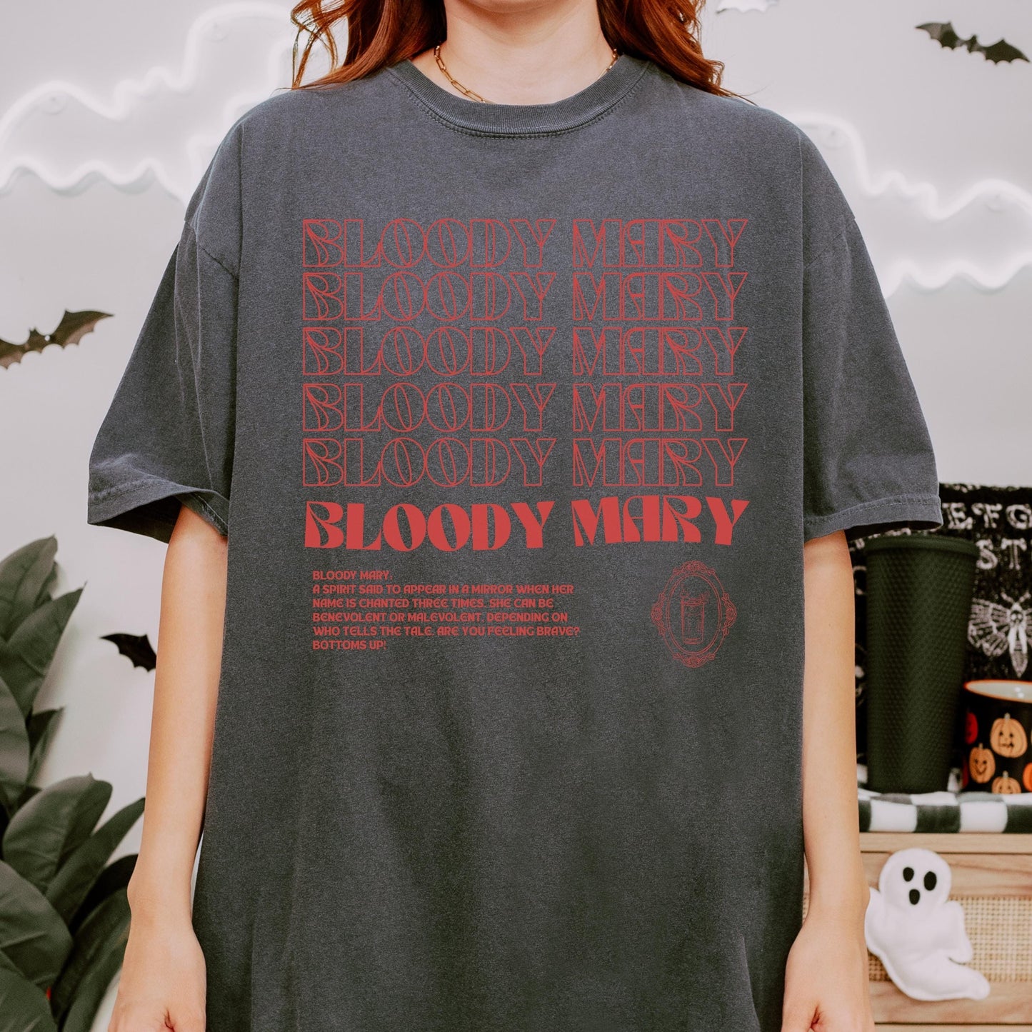 Bloody Mary Spooky Halloween Comfort Colors funny cocktail drinking brunch bachelorette salem scary movie cult classic urban legend mirror