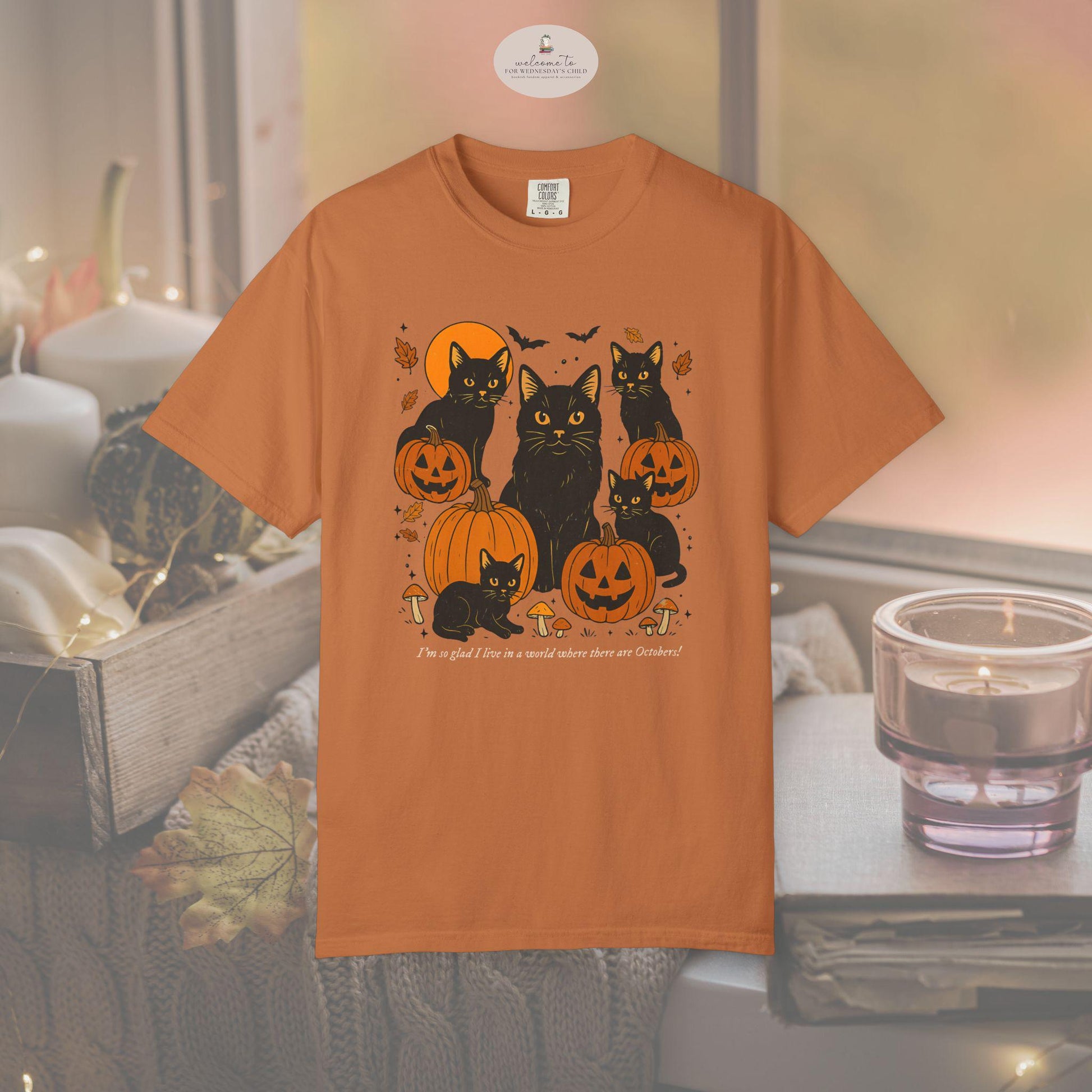 Cat Halloween Anne of Green Gables Octobers Quote Comfort Colors Tee * Black Cat Mom Lover Pumpkin Cozy Spooky Season Fall Autumn Bookish