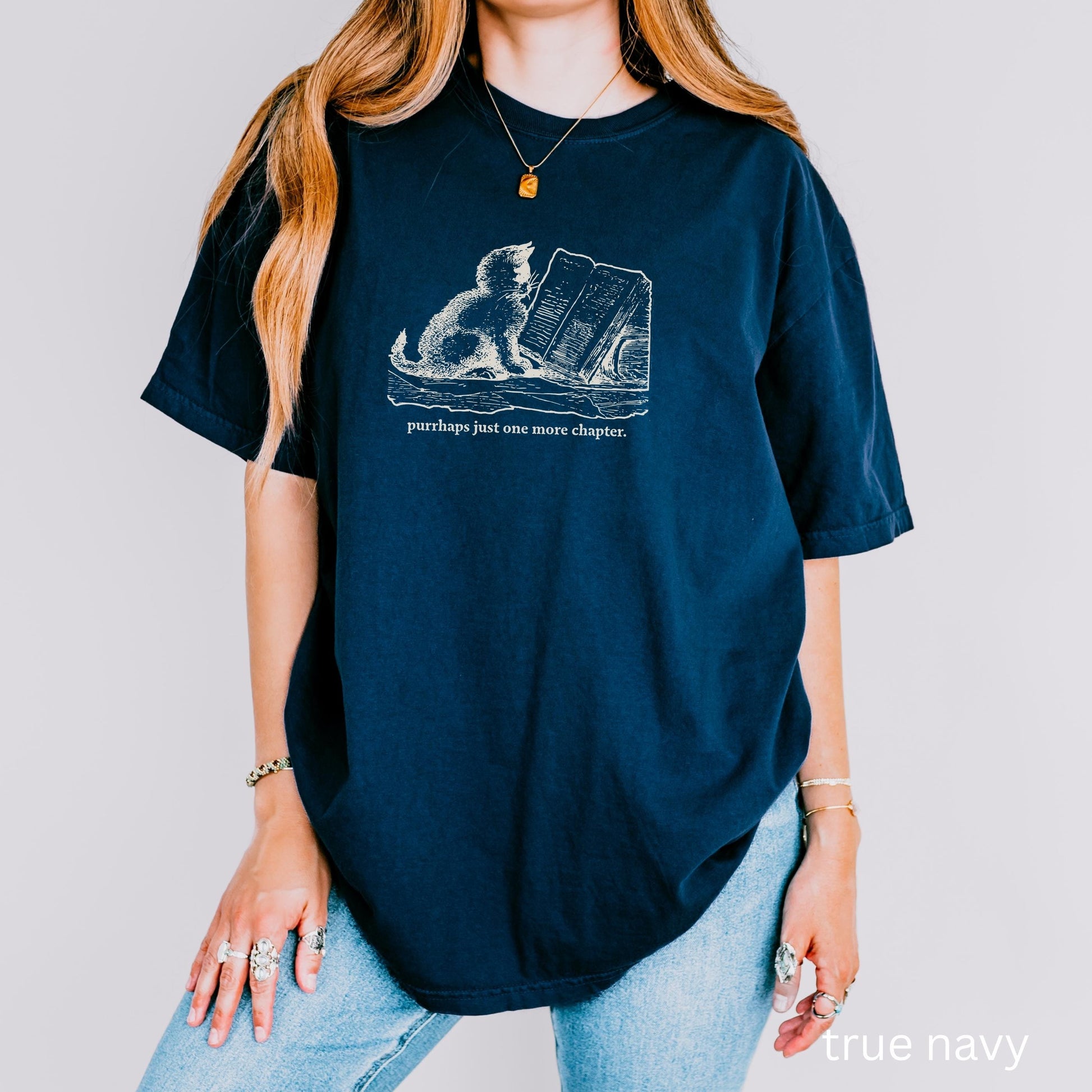 Purrhaps Just One More Chapter Shirt Literary Reading Cat Bibliophile Bookish Fall Tee Book Worm Cat Mom Comfort Colors Death by TBR Booked