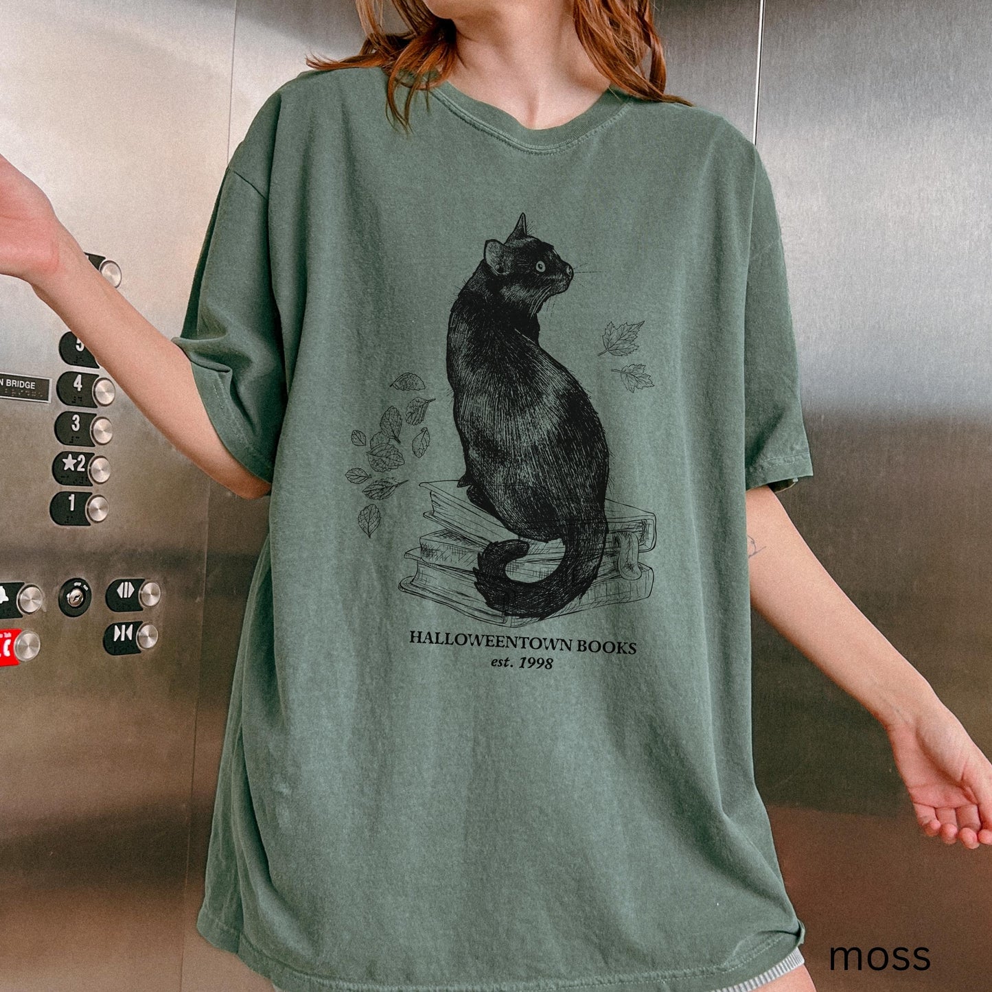 Halloweentown Books Shirt Reading Cat Mom Comfort Colors * Fall Halloween Autumn Witchy Spooky Bookish Book Worm Club Dark Academia Tee