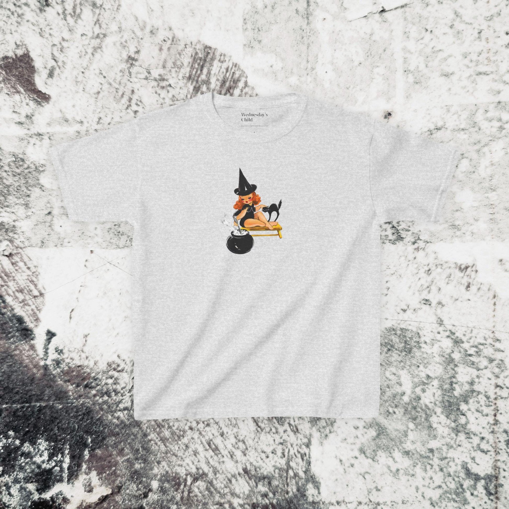 Cute Retro Witch Y2k Baby Tee Vintage Witchy 90s Nostalgia Aesthetic Halloween Tee Trick Or Treat Kewpie Black Cat Spooky Season Boo Basket