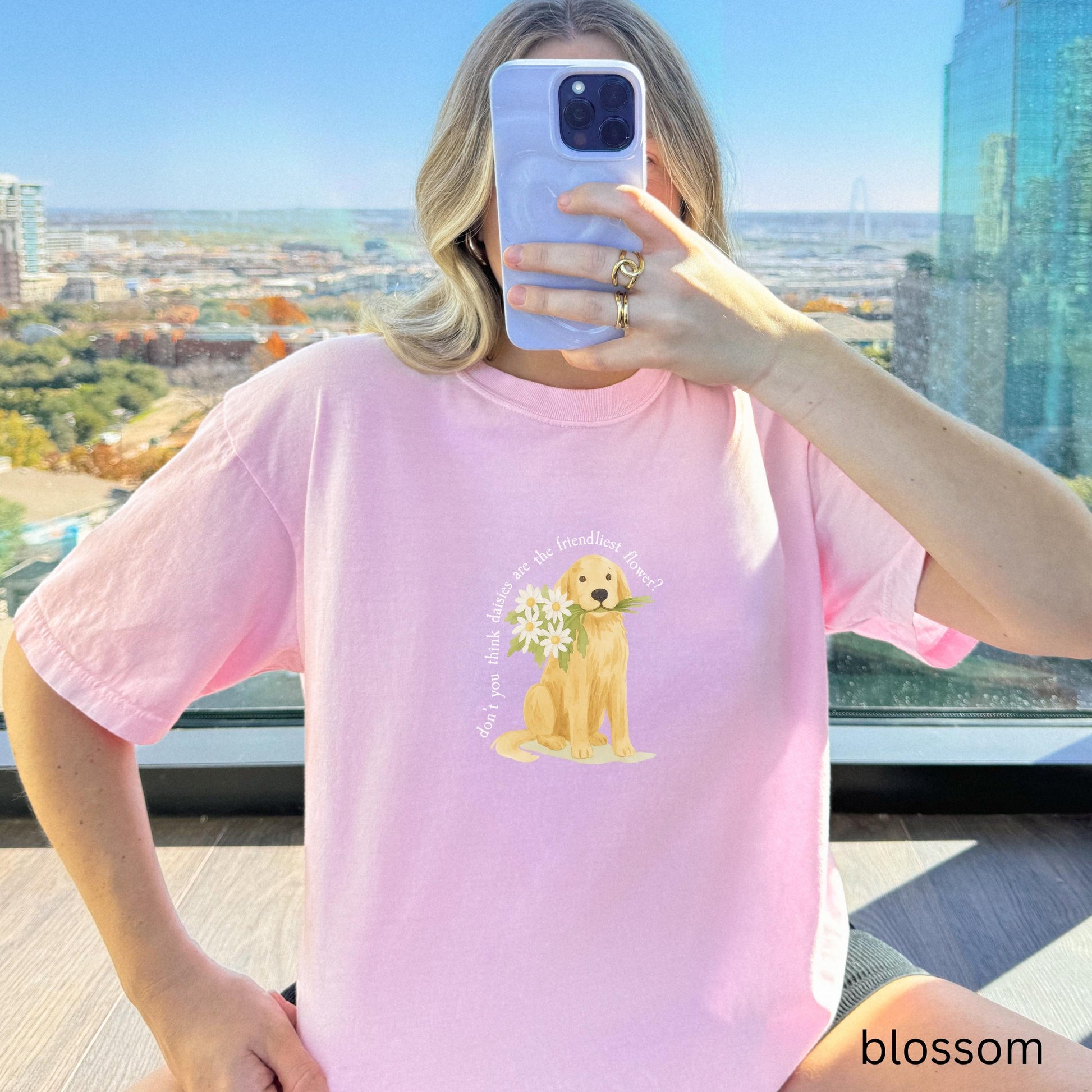 You've Got Mail Brinkley the Dog with Daisies Comfort Colors * 90s Romcom Tee Kathleen Kelly Flower Golden Retriever Movie Quote Nora Ephron