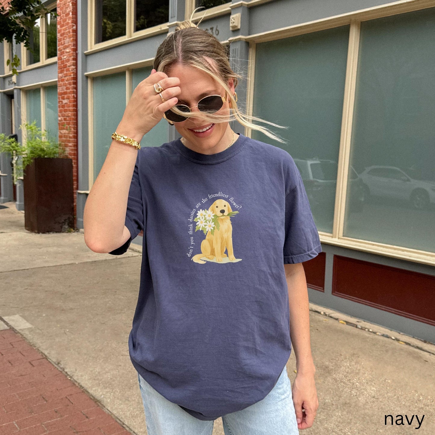 You've Got Mail Brinkley the Dog with Daisies Comfort Colors * 90s Romcom Tee Kathleen Kelly Flower Golden Retriever Movie Quote Nora Ephron