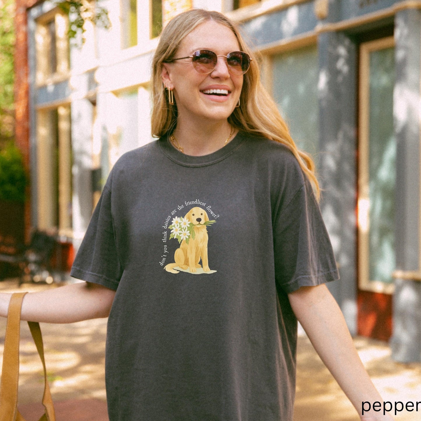 You've Got Mail Brinkley the Dog with Daisies Comfort Colors * 90s Romcom Tee Kathleen Kelly Flower Golden Retriever Movie Quote Nora Ephron