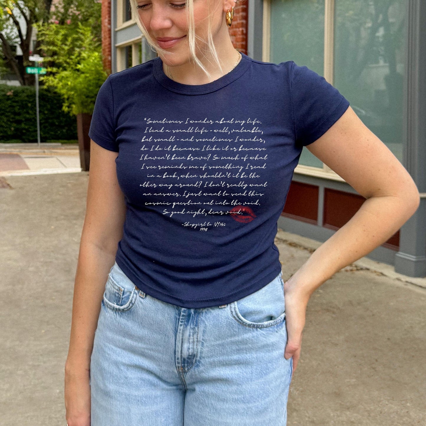 You've Got Mail Monologue Love Letter Y2k Baby Tee * 90s Coquette Rom Com Kathleen Kelly Joe Fox Books Shopgirl NY152 Nora Ephron Tom Hanks