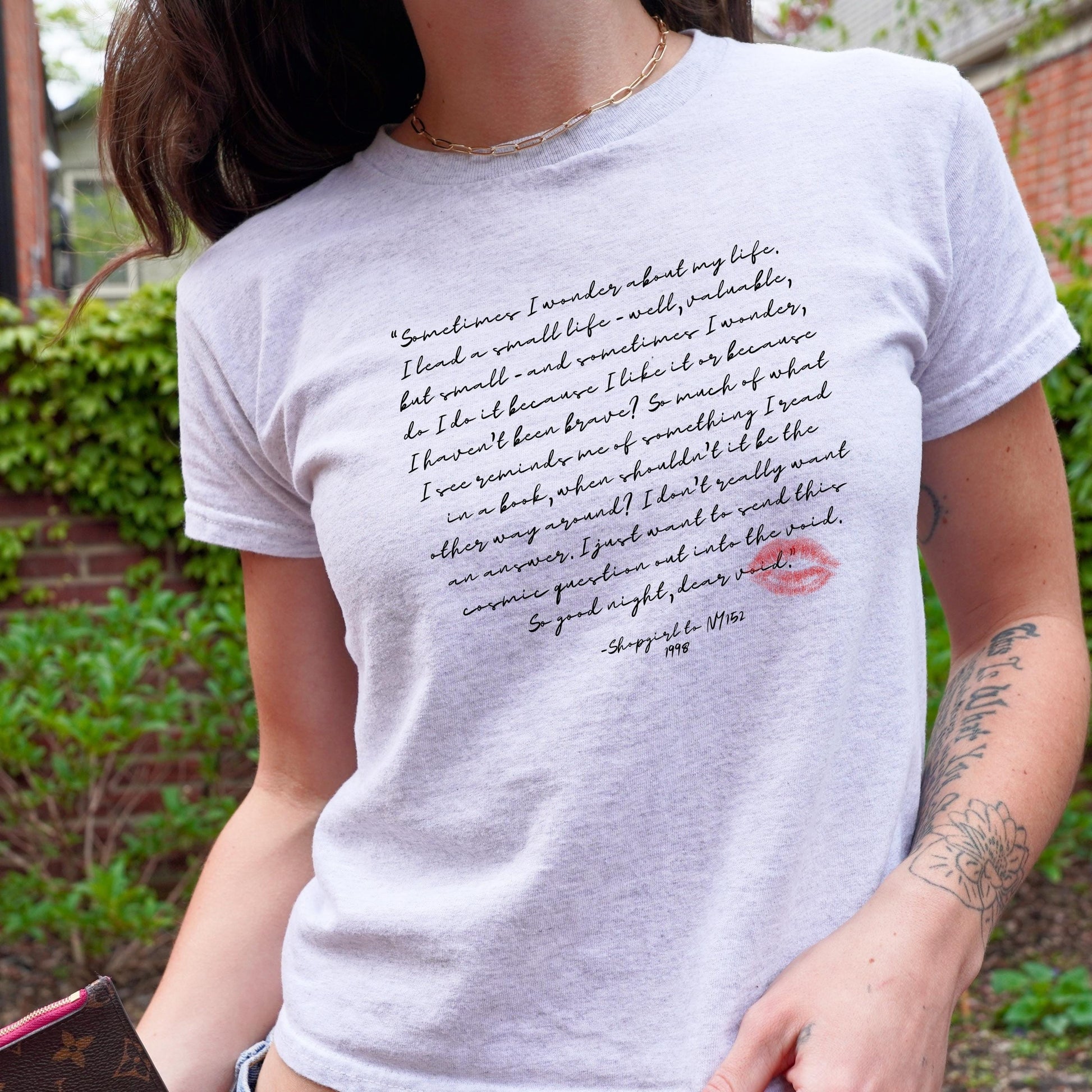 You've Got Mail Monologue Love Letter Y2k Baby Tee * 90s Coquette Rom Com Kathleen Kelly Joe Fox Books Shopgirl NY152 Nora Ephron Tom Hanks
