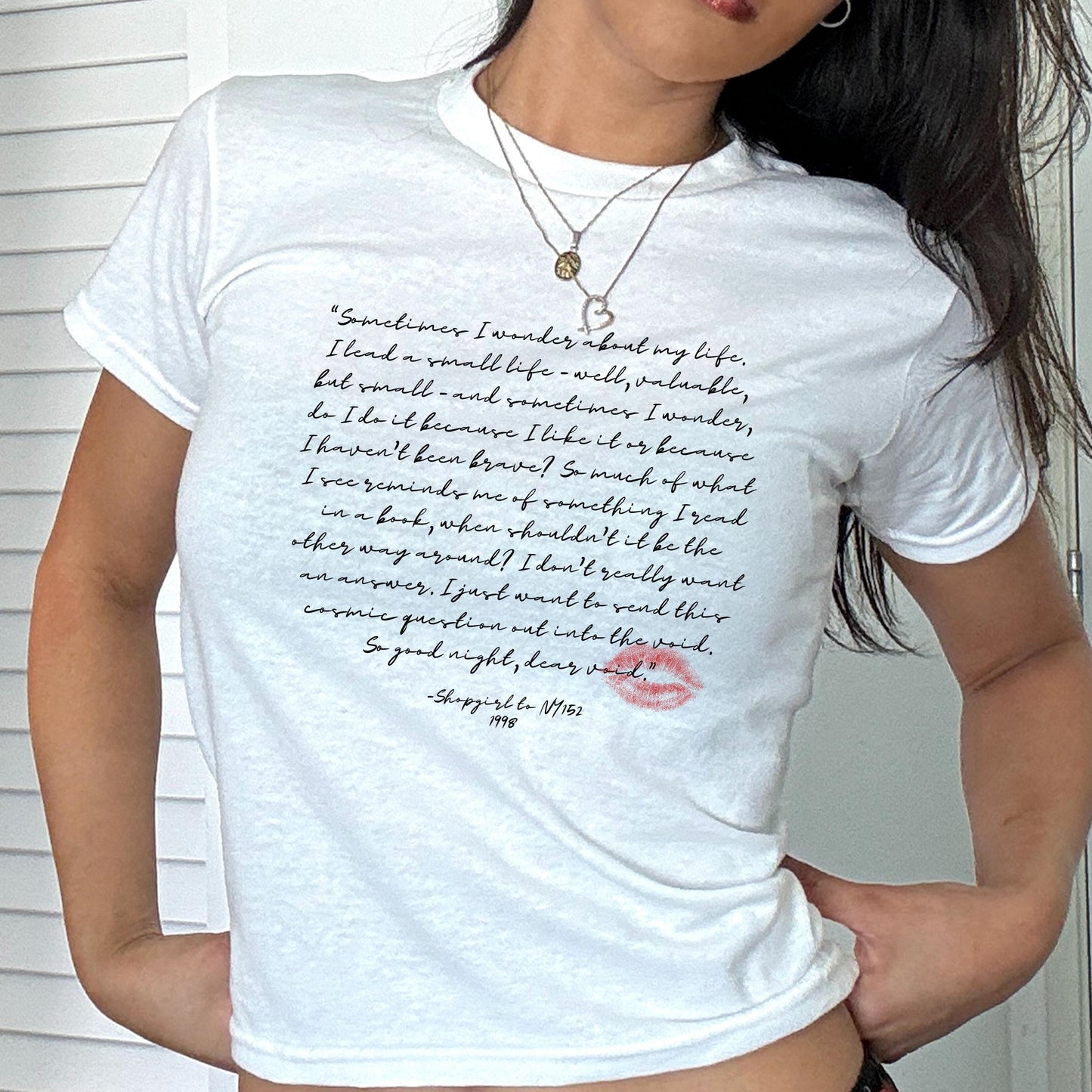 You've Got Mail Monologue Love Letter Y2k Baby Tee * 90s Coquette Rom Com Kathleen Kelly Joe Fox Books Shopgirl NY152 Nora Ephron Tom Hanks