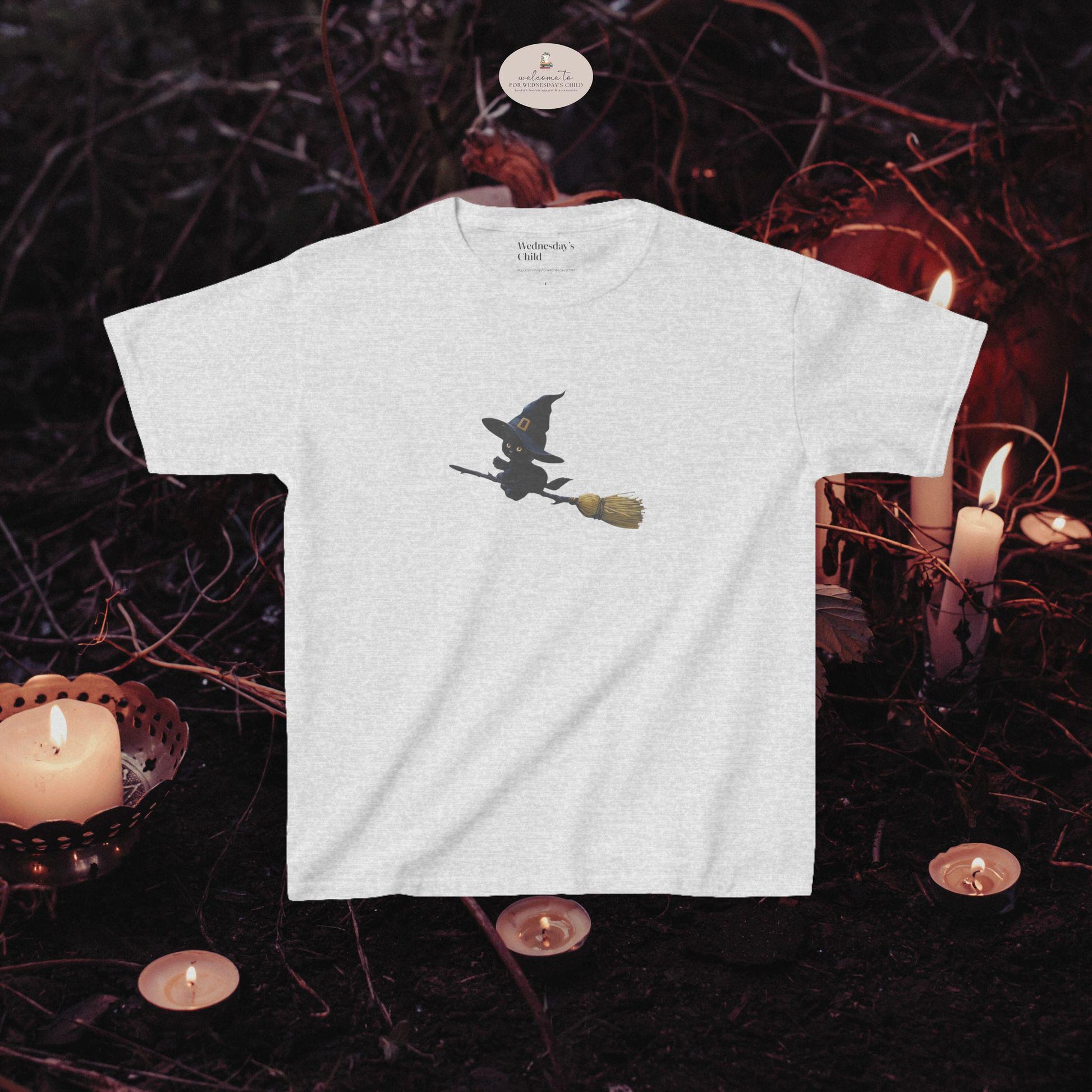 Retro Flying Witch Cat Halloween Y2K Baby Tee Cat Mom Vintage Girly Graphic Kitten Pumpkin Spooky Season Fall Boo Basket Downtown Girl Retro