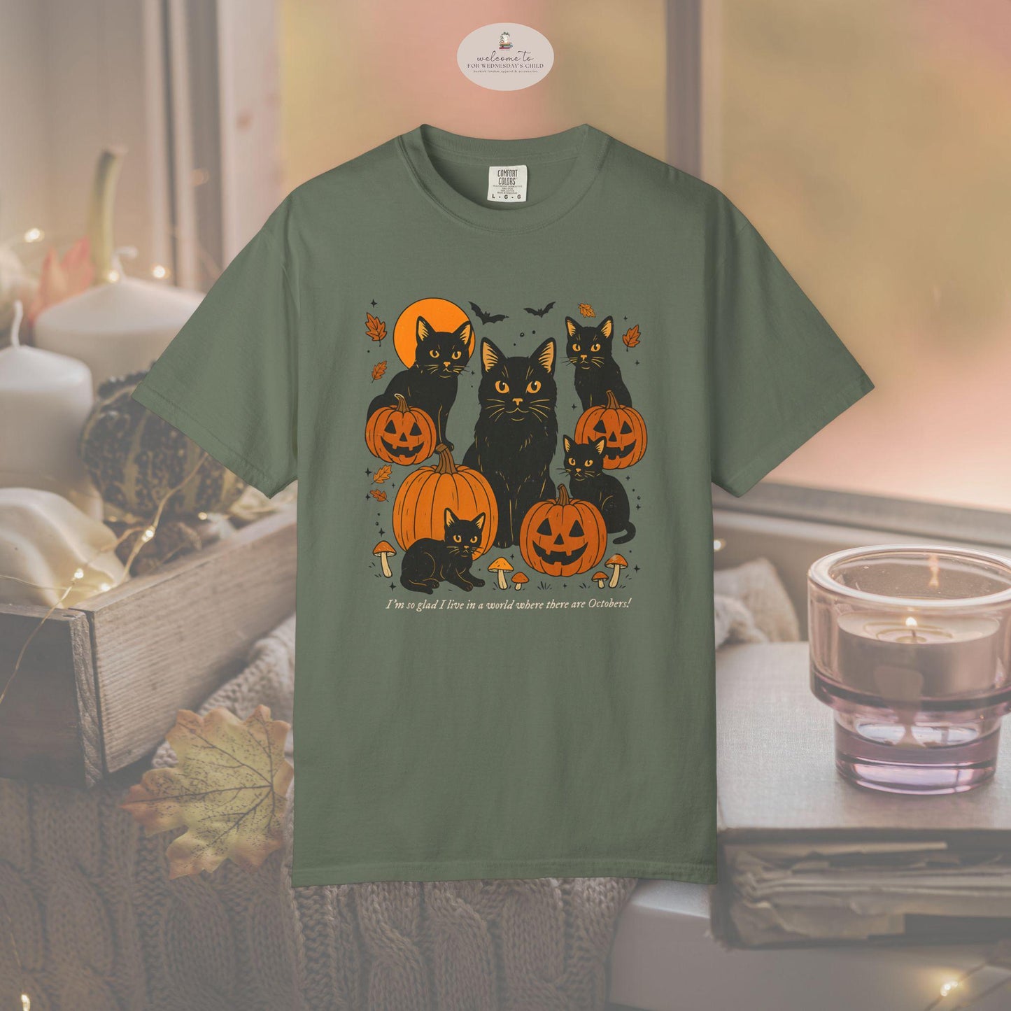 Cat Halloween Anne of Green Gables Octobers Quote Comfort Colors Tee * Black Cat Mom Lover Pumpkin Cozy Spooky Season Fall Autumn Bookish