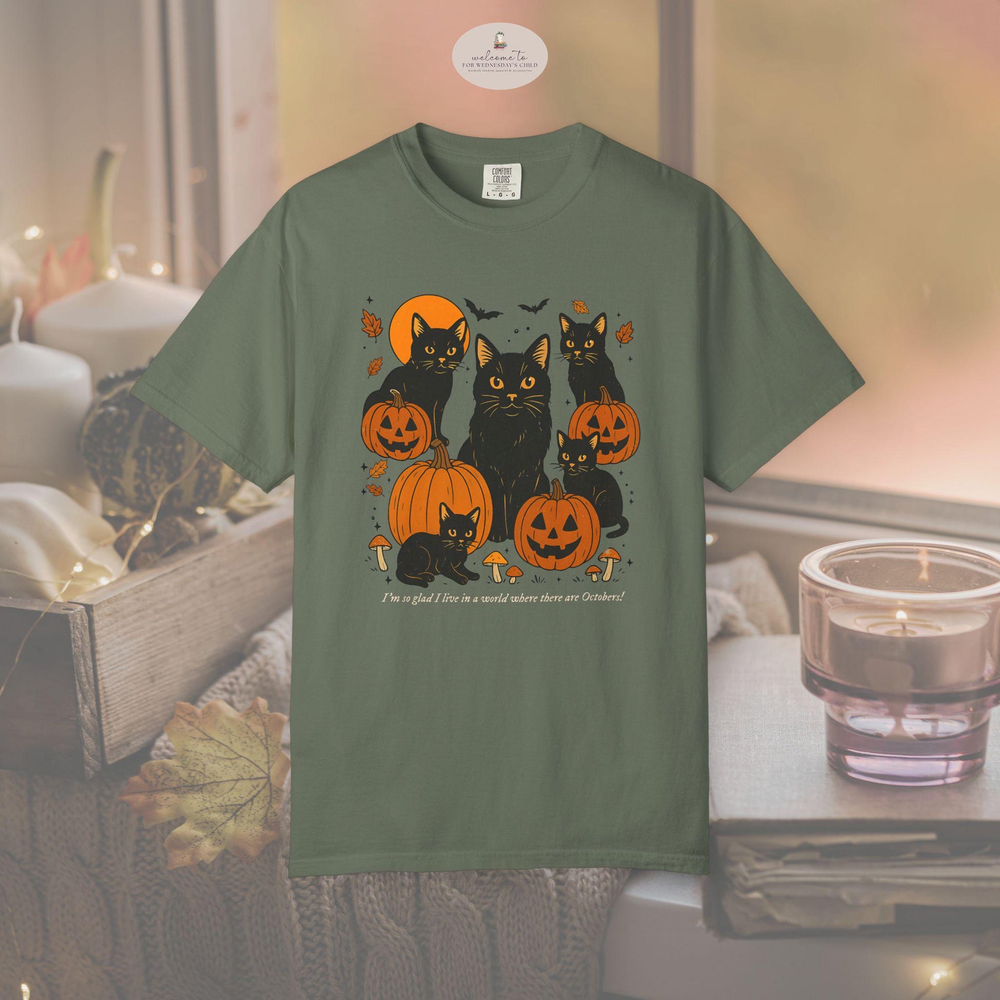 Cat Halloween Anne of Green Gables Octobers Quote Comfort Colors Tee * Black Cat Mom Lover Pumpkin Cozy Spooky Season Fall Autumn Bookish