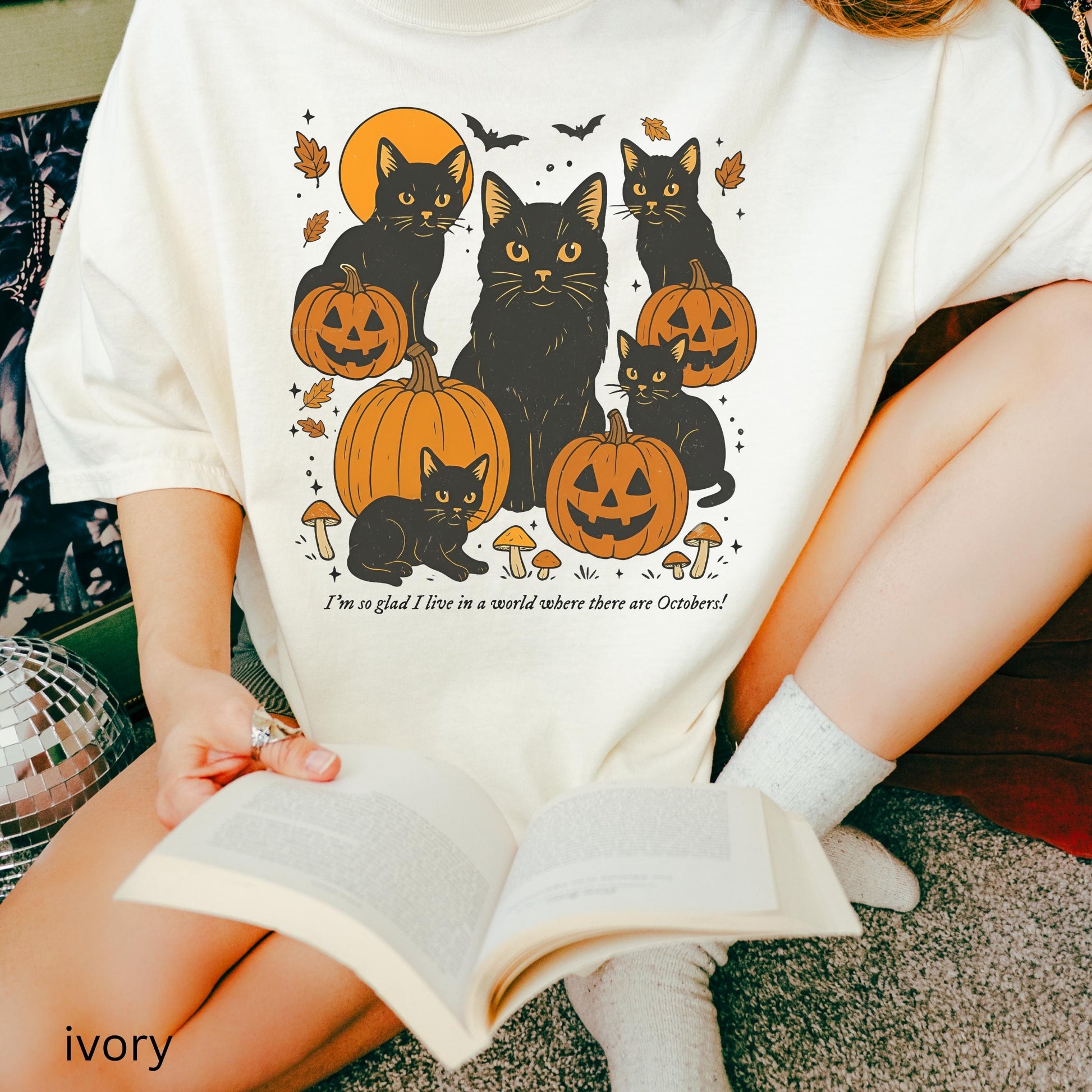 Cat Halloween Anne of Green Gables Octobers Quote Comfort Colors Tee * Black Cat Mom Lover Pumpkin Cozy Spooky Season Fall Autumn Bookish