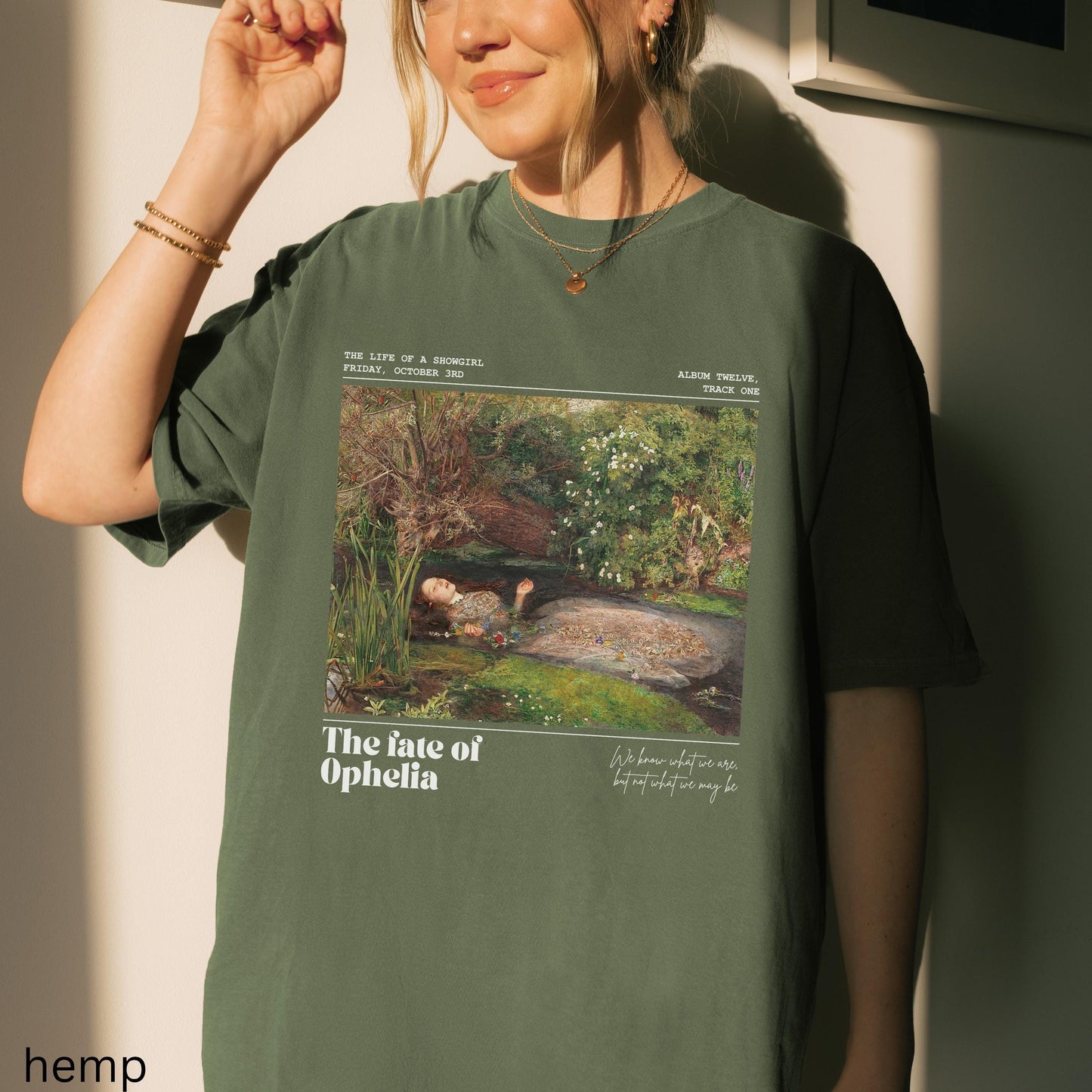 Fate of Ophelia Comfort Colors Shirt TS Inspired In My Showgirl Era Pearls Concert Lyric Music Album Release Tee Millais Hamlet Shakespeare