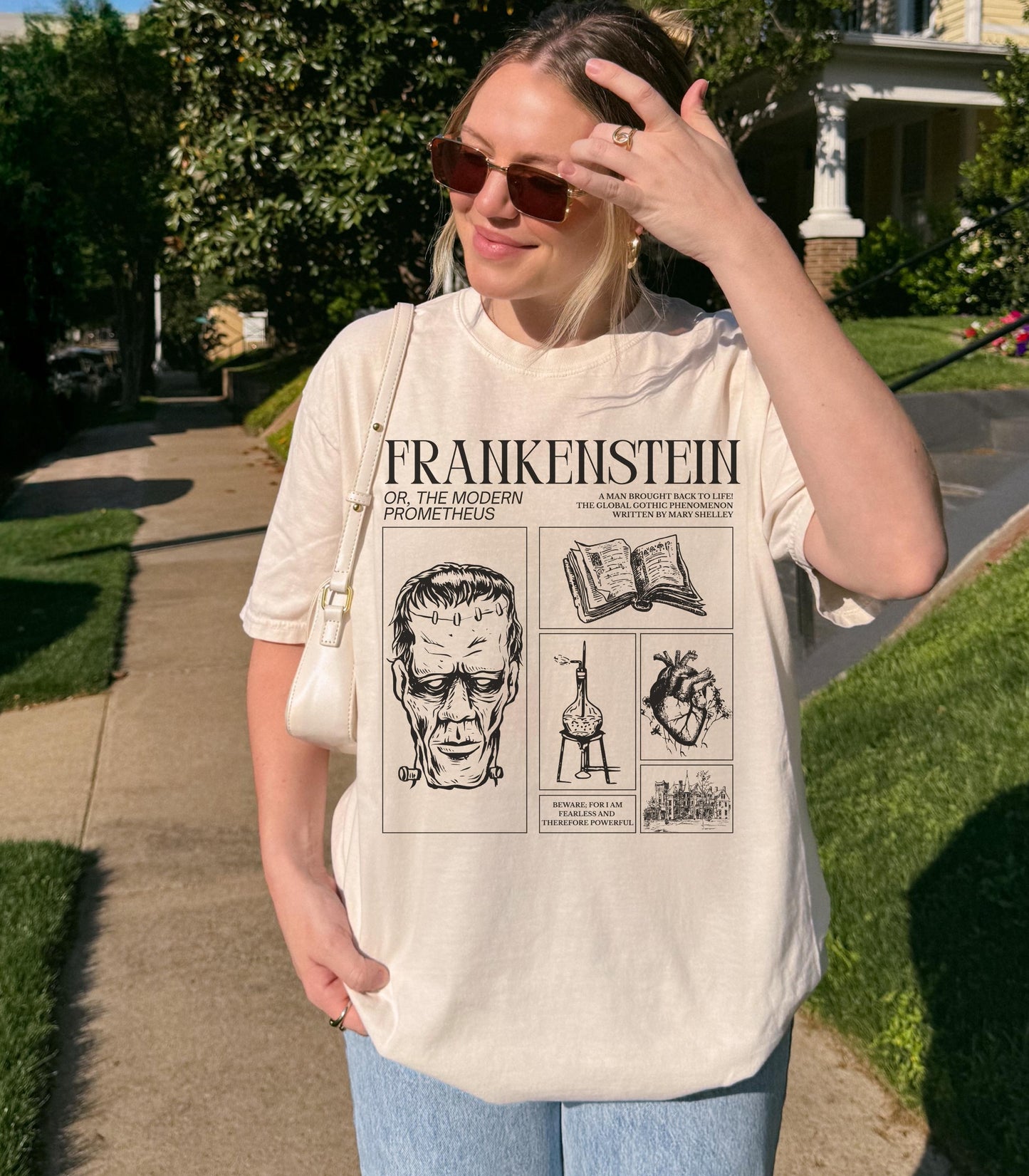 Frankenstein Mary Shelley Comfort Colors Tee * Spooky Season Retro Classic Horror Gothic Monster Movie Lover Bookish Halloween Dark Academia