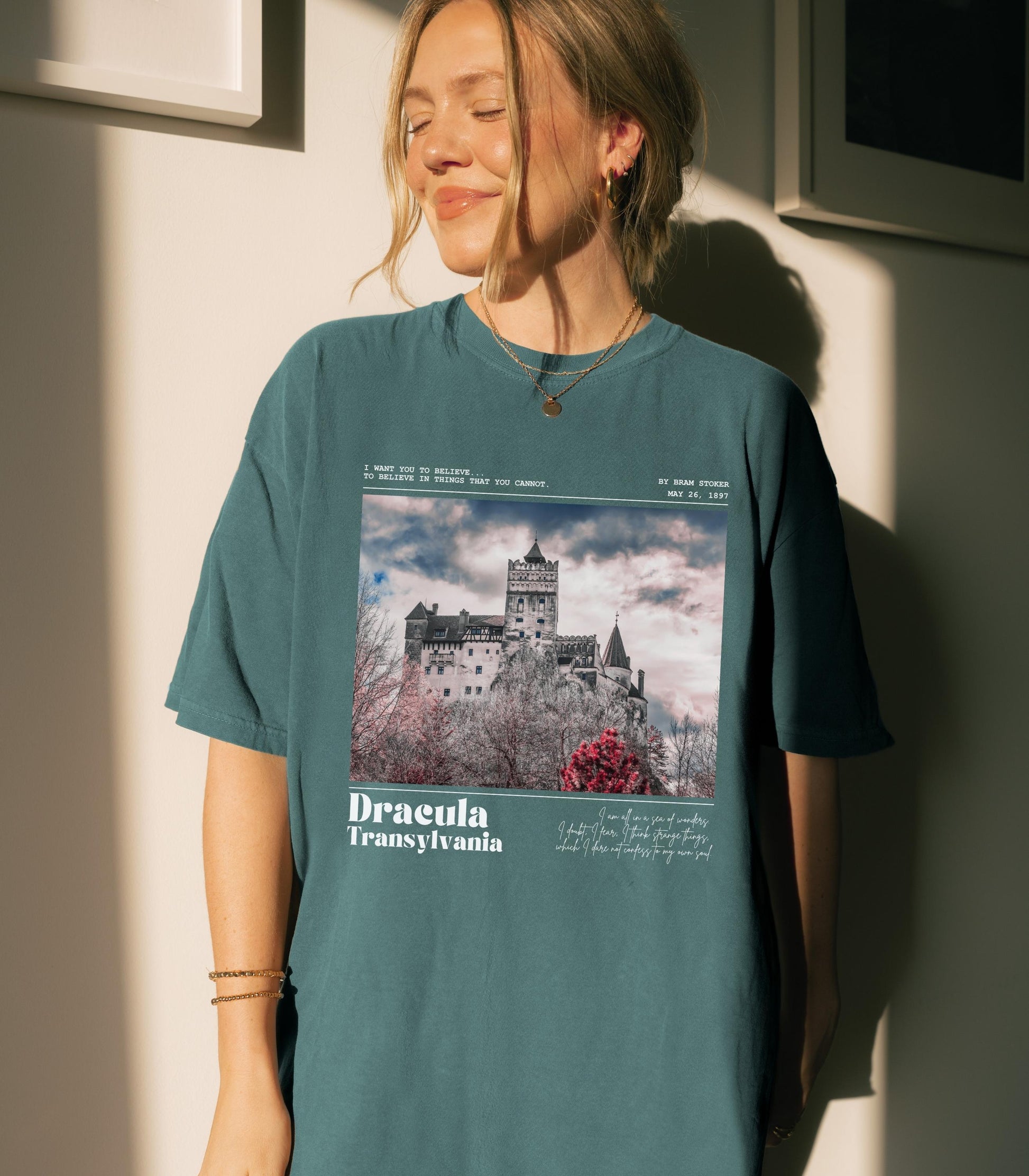 Bram Stoker Dracula Castle Transylvania Comfort Colors Tee * Bloodsucker Vampire Dark Academia Bookish Halloween Gothic Horror Literature