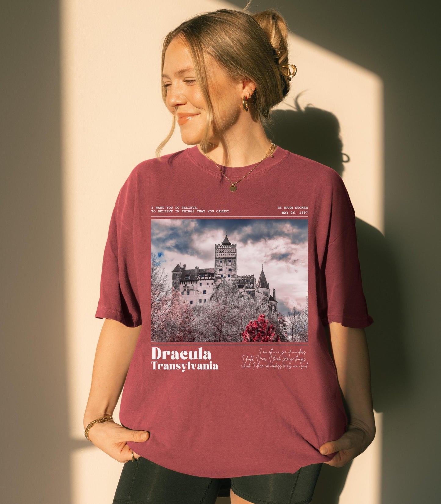 Bram Stoker Dracula Castle Transylvania Comfort Colors Tee * Bloodsucker Vampire Dark Academia Bookish Halloween Gothic Horror Literature