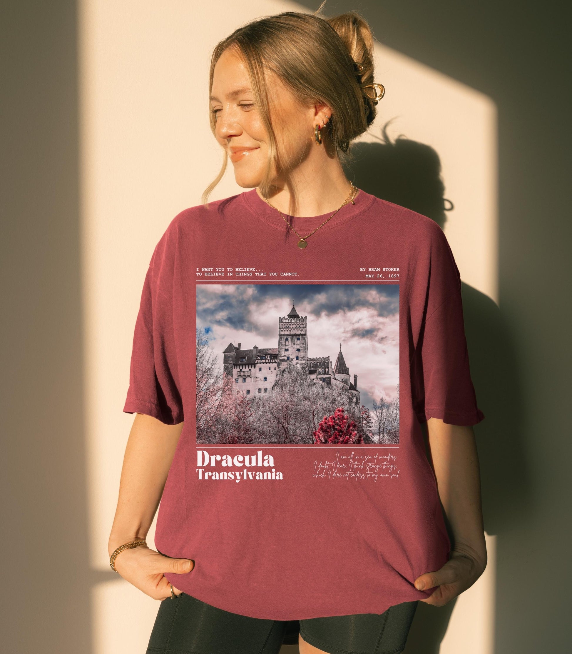 Bram Stoker Dracula Castle Transylvania Comfort Colors Tee * Bloodsucker Vampire Dark Academia Bookish Halloween Gothic Horror Literature