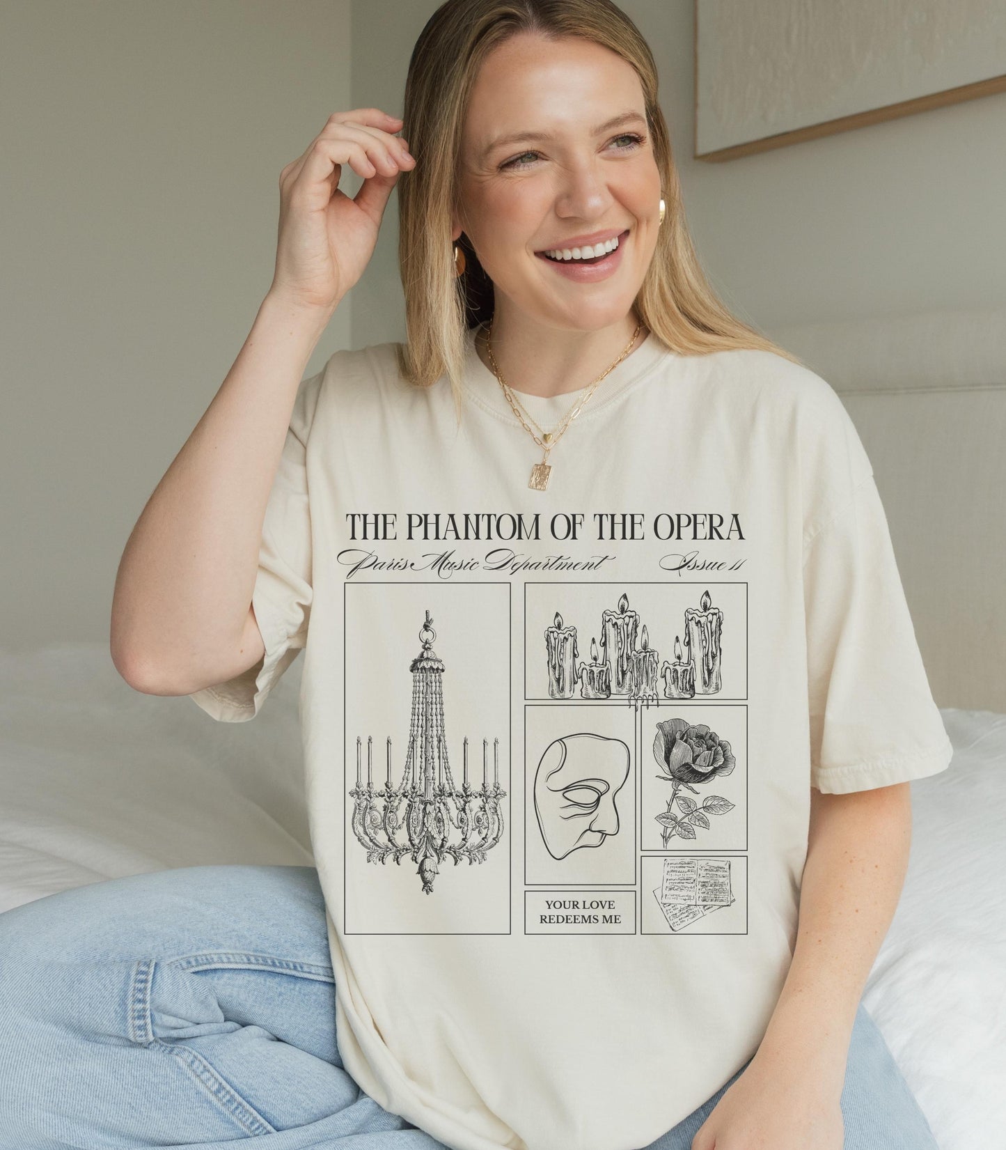 Gaston Leroux Phantom of the Opera Gothic Literature Comfort Colors Tee * Spooky Season Classic Horror Lover Halloween Morally Grey Villain