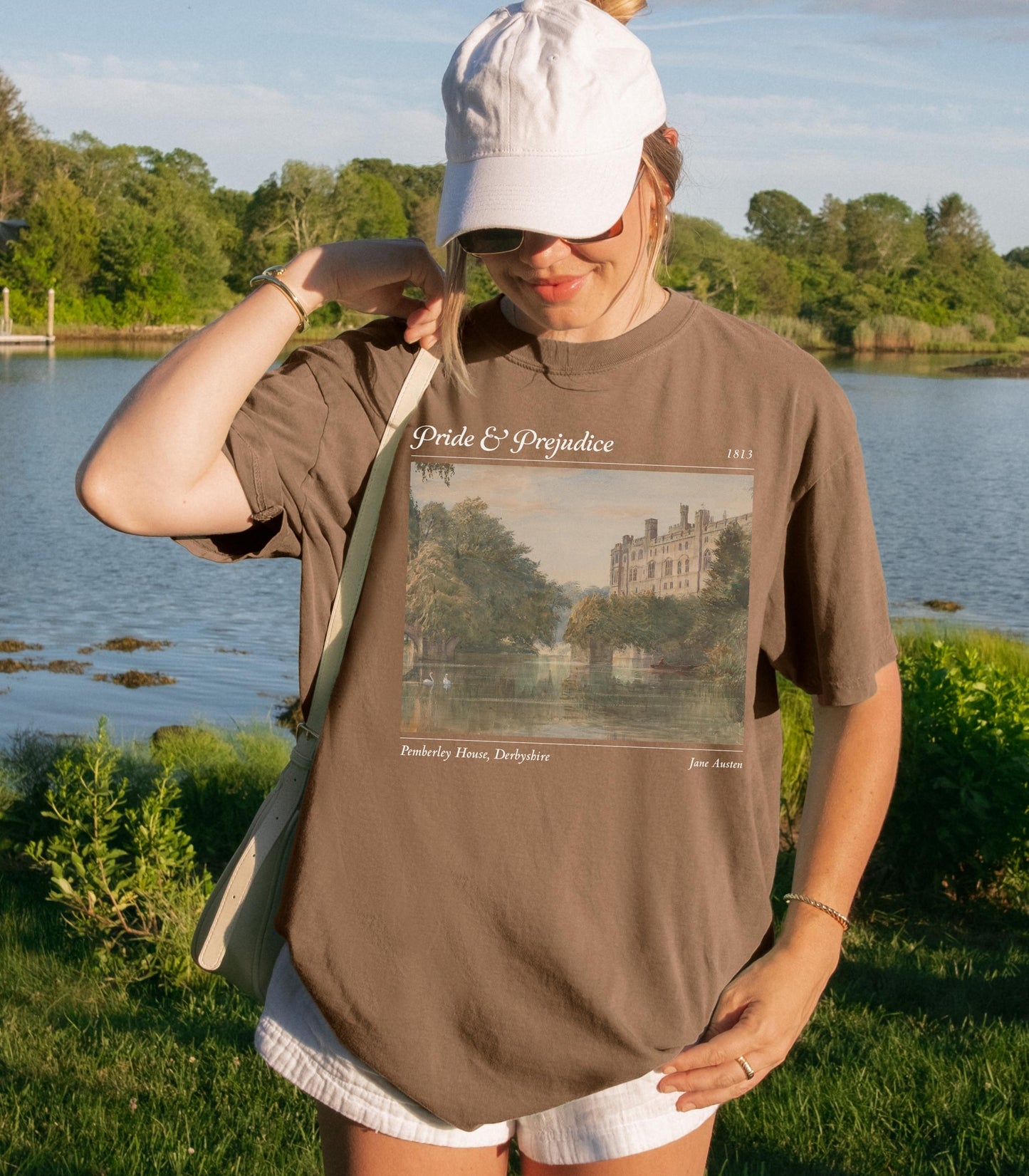 Pemberley Pride and Prejudice Comfort Colors Tee Bookworm Bookish Gift Dark Academia Aesthetic Jane Austen Merch Fandom Mr Darcy Hand Flex